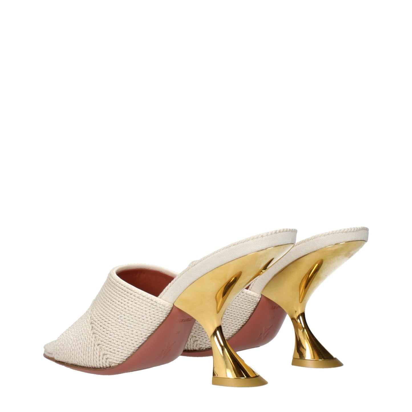 Amina Muaddi Beige Fabric Slippers Curated Luxury Accessories by Orvyn
