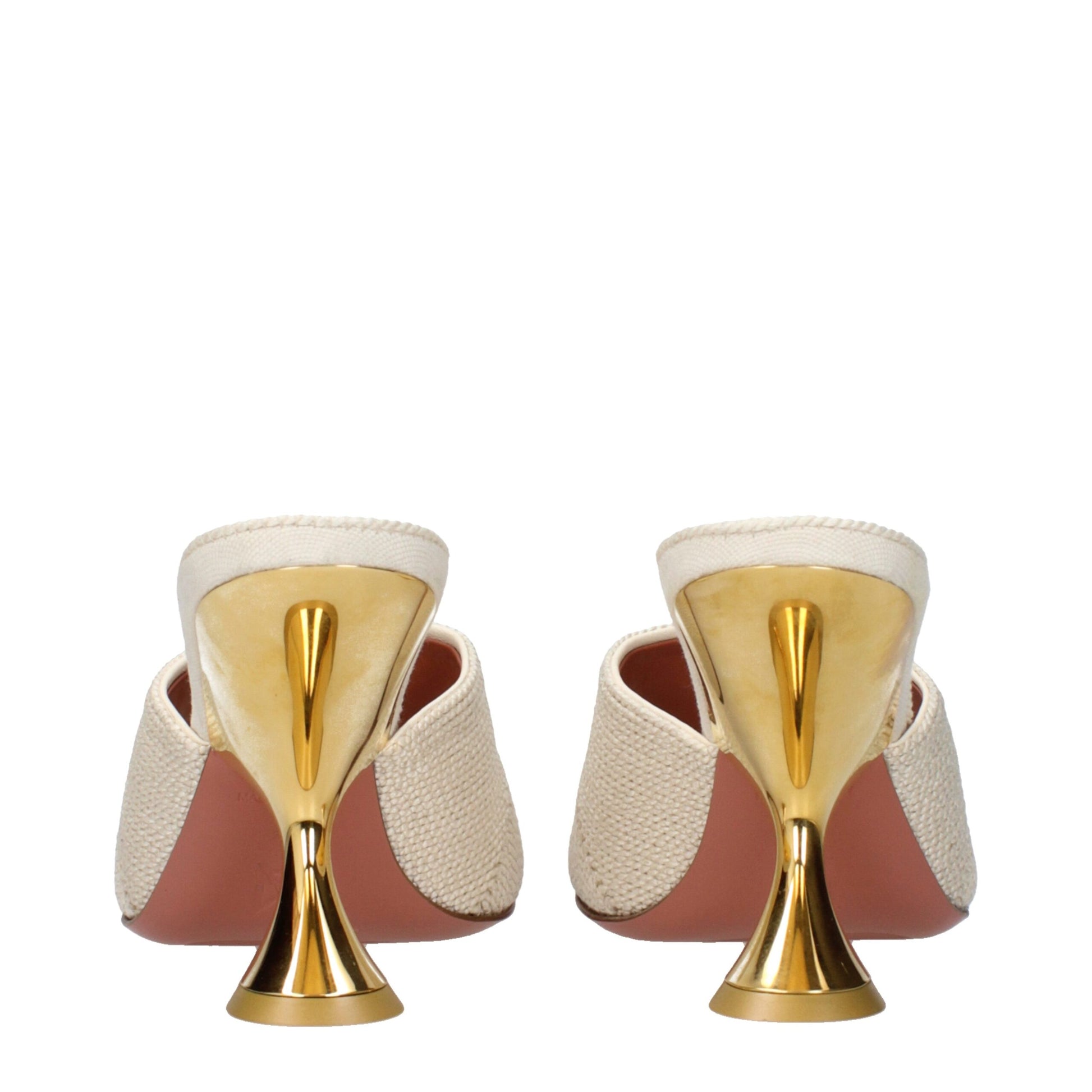 Amina Muaddi Beige Fabric Slippers Curated Luxury Accessories by Orvyn
