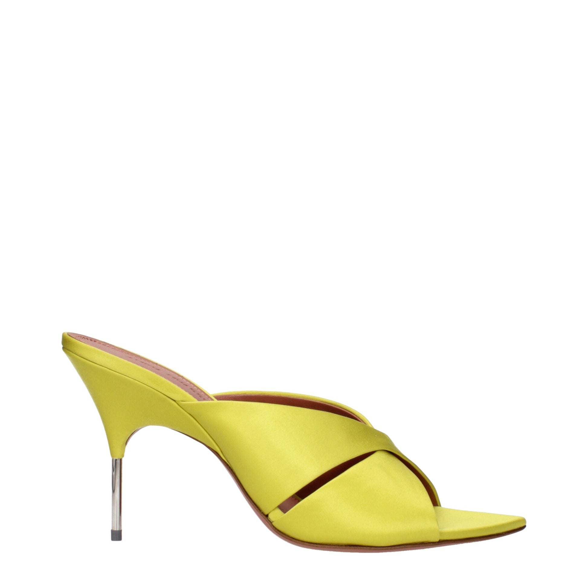 Amina Muaddi Green Satin Stiletto Heel Sandals Curated Luxury Accessories by Orvyn