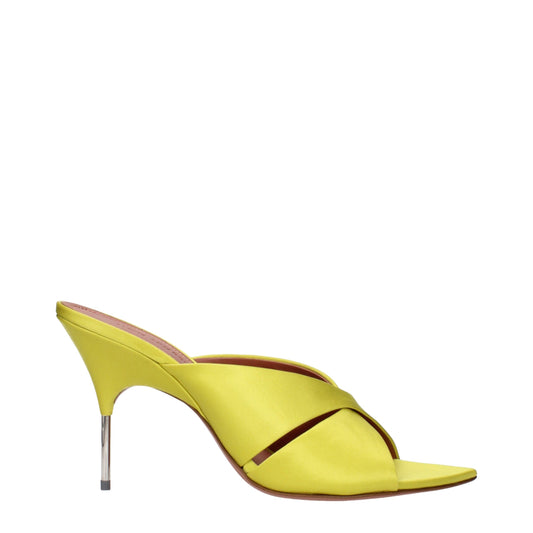 Amina Muaddi Green Satin Stiletto Heel Sandals Curated Luxury Accessories by Orvyn