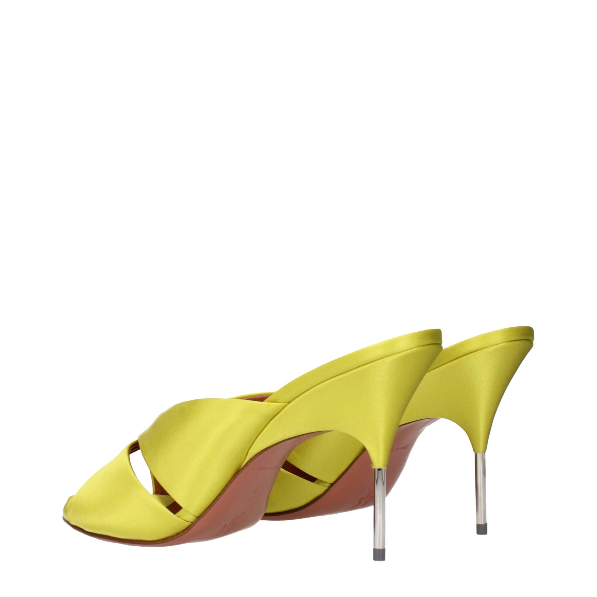Amina Muaddi Green Satin Stiletto Heel Sandals Curated Luxury Accessories by Orvyn