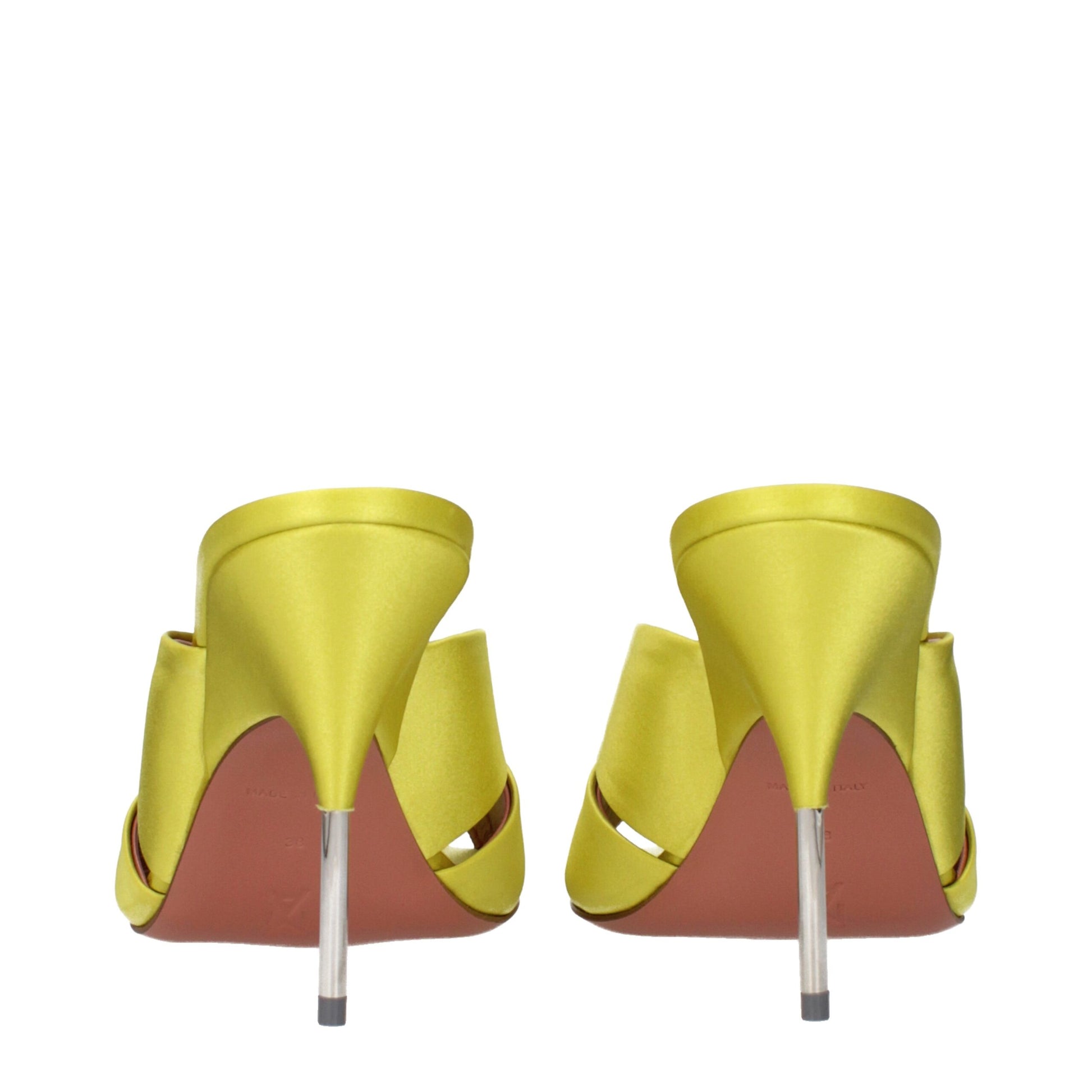 Amina Muaddi Green Satin Stiletto Heel Sandals Curated Luxury Accessories by Orvyn