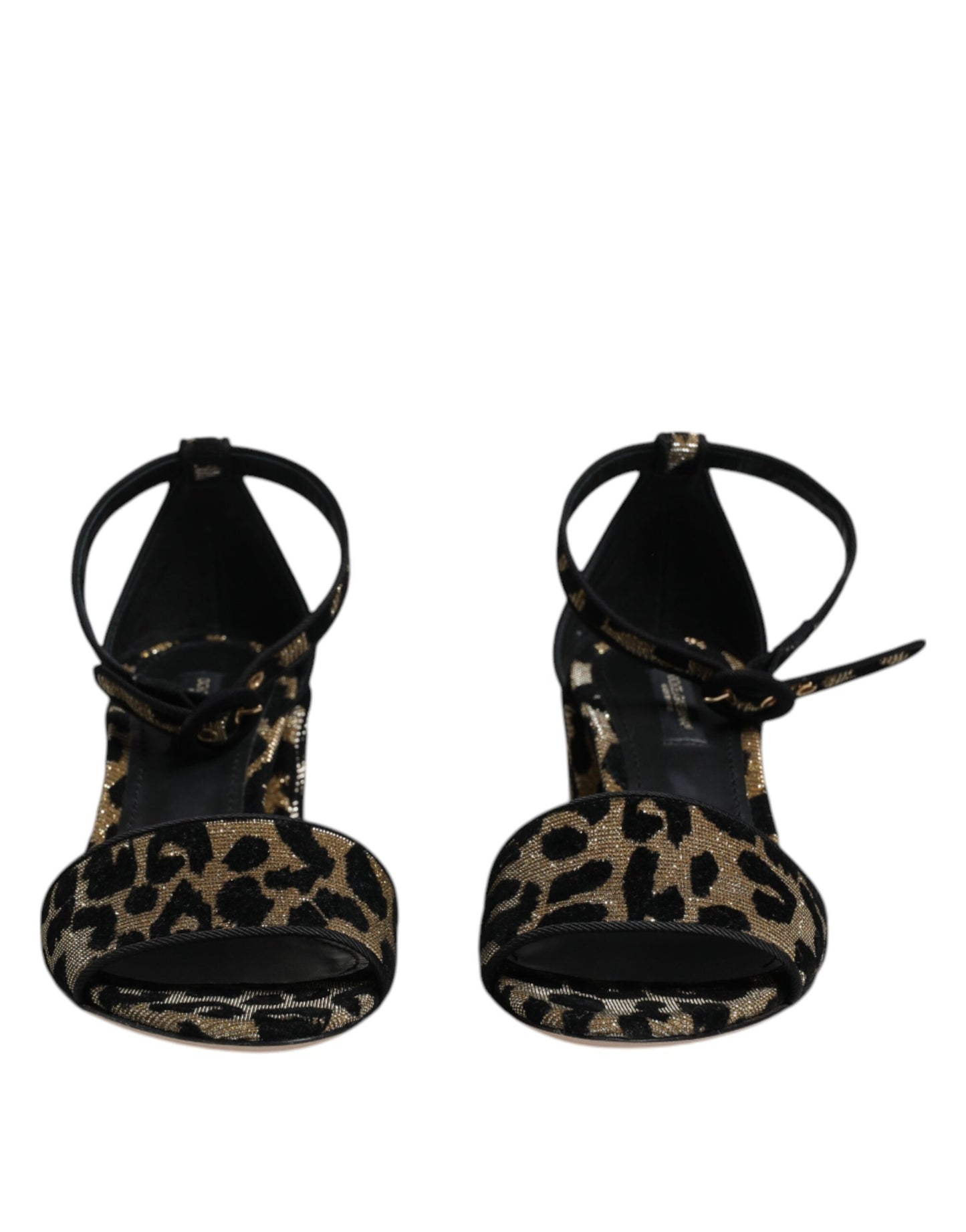 Dolce & Gabbana Gold Leopard Ankle Strap Heels Sandals Shoes Curated Luxury Accessories by Orvyn