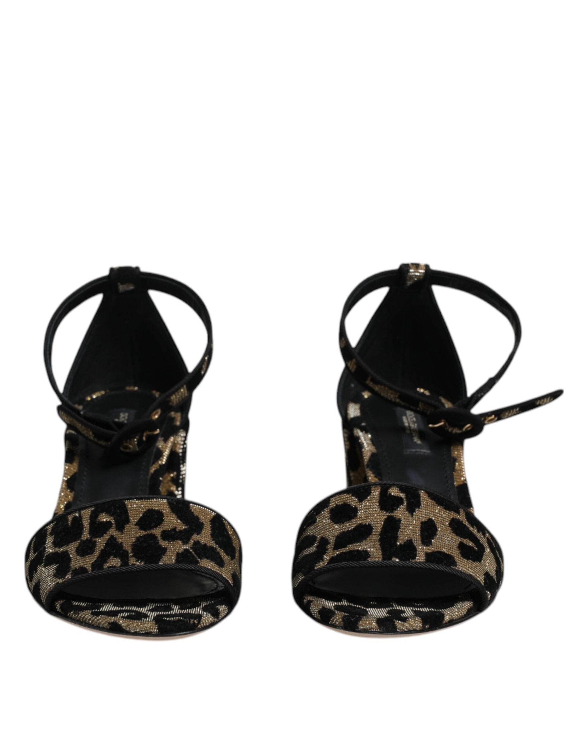 Dolce & Gabbana Gold Leopard Ankle Strap Heels Sandals Shoes Curated Luxury Accessories by Orvyn