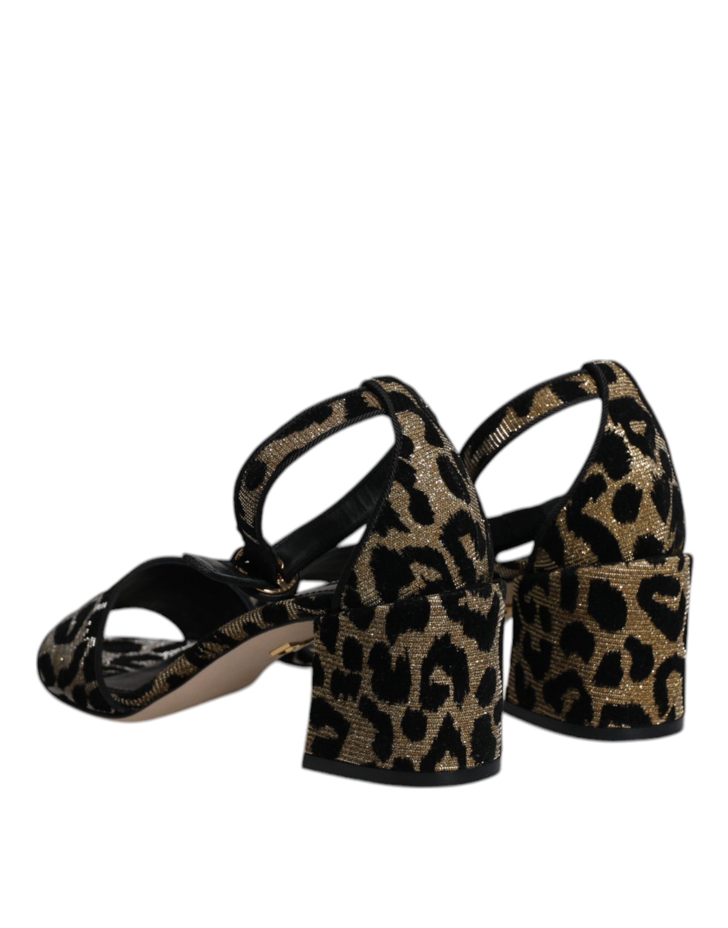 Dolce & Gabbana Gold Leopard Ankle Strap Heels Sandals Shoes Curated Luxury Accessories by Orvyn