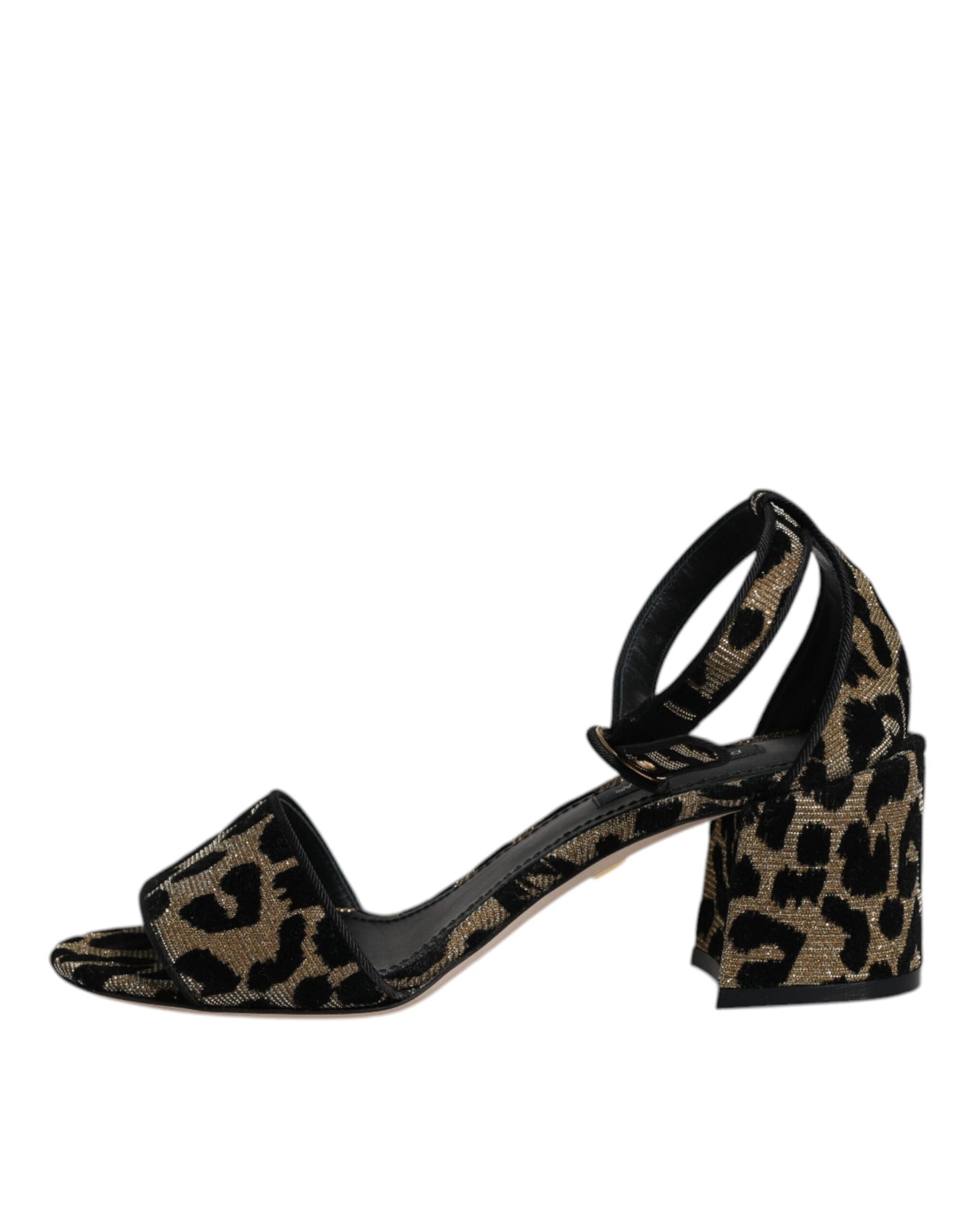 Dolce & Gabbana Gold Leopard Ankle Strap Heels Sandals Shoes Curated Luxury Accessories by Orvyn