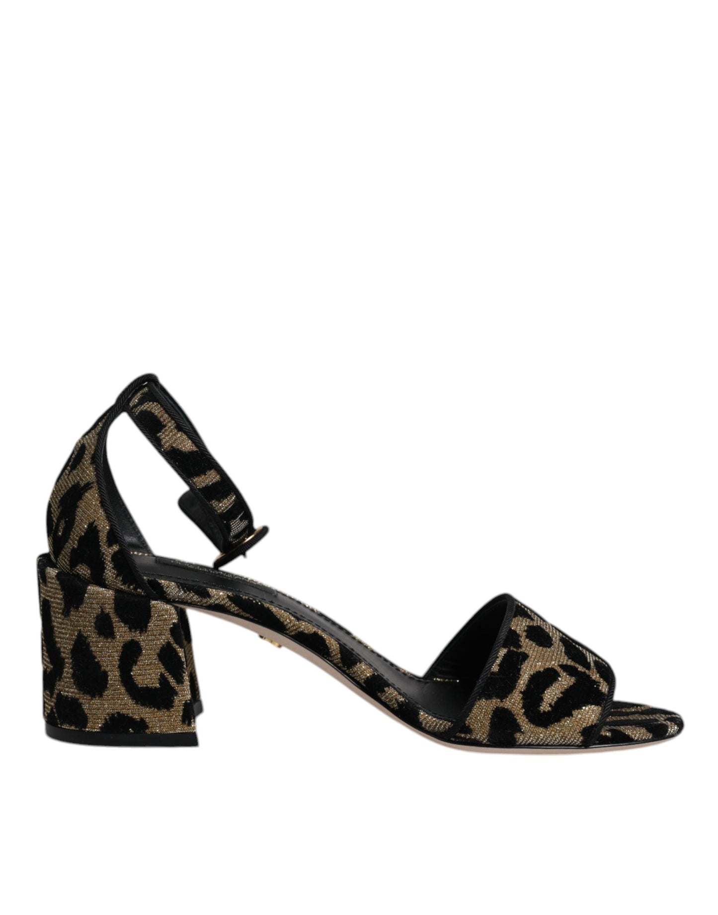 Dolce & Gabbana Gold Leopard Ankle Strap Heels Sandals Shoes Curated Luxury Accessories by Orvyn