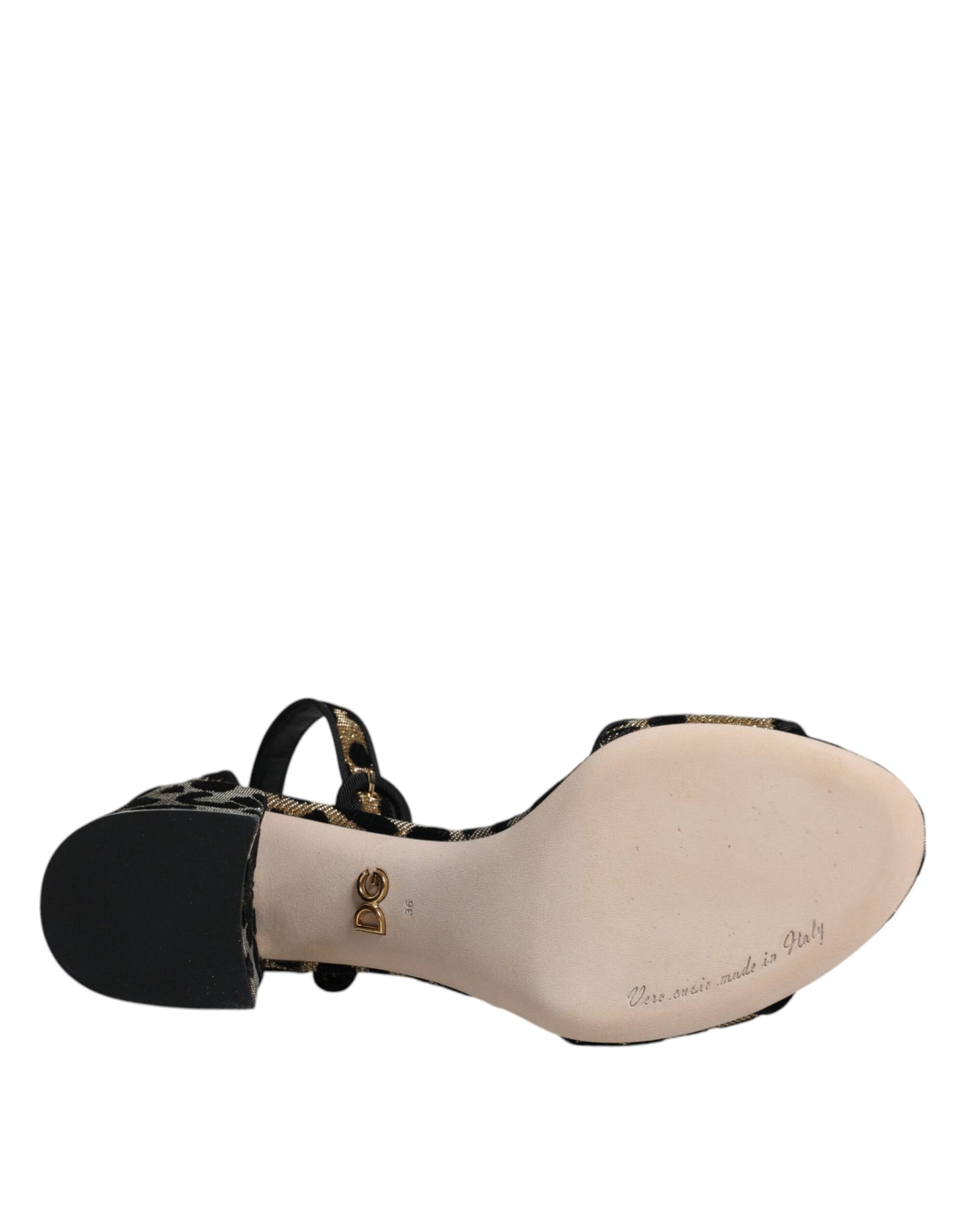 Dolce & Gabbana Gold Leopard Ankle Strap Heels Sandals Shoes Curated Luxury Accessories by Orvyn