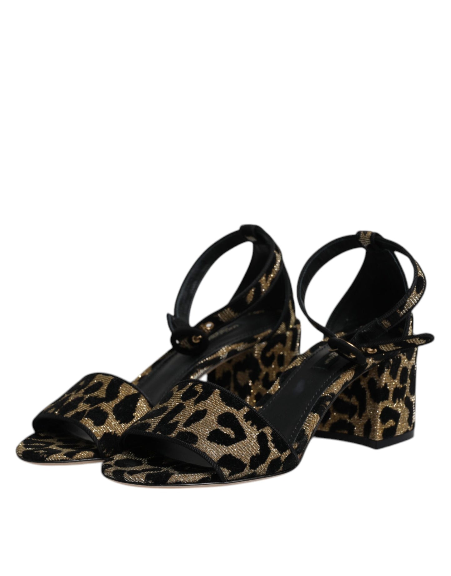 Dolce & Gabbana Gold Leopard Ankle Strap Heels Sandals Shoes Curated Luxury Accessories by Orvyn