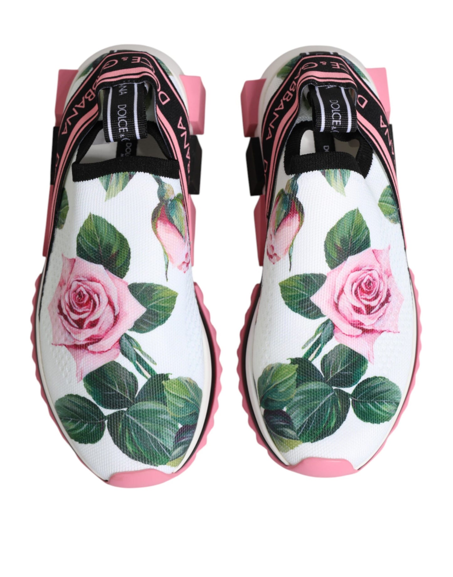 Dolce & Gabbana White Rose Print Sorrento Sneakers Shoes Curated Luxury Accessories by Orvyn
