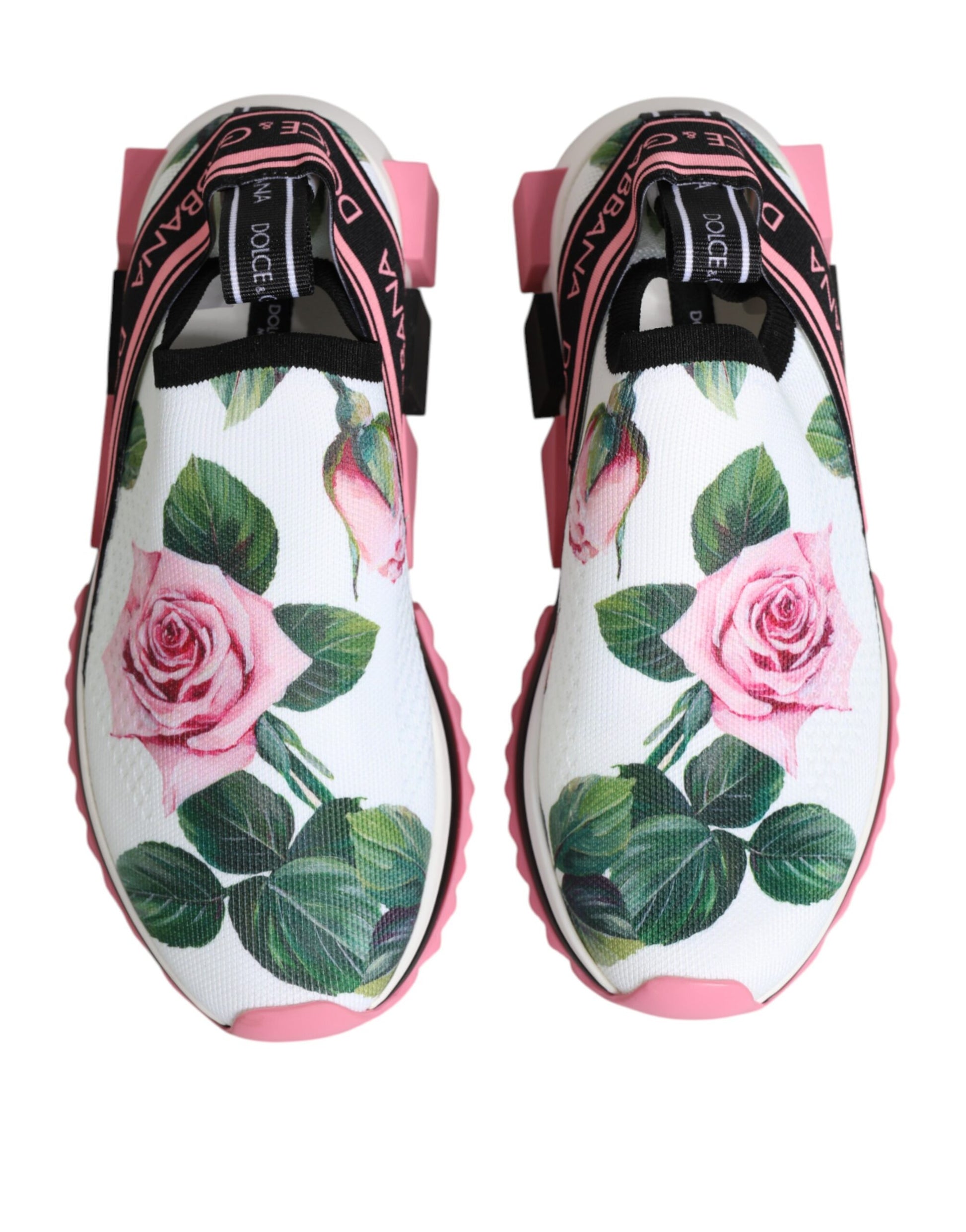 Dolce & Gabbana White Rose Print Sorrento Sneakers Shoes Curated Luxury Accessories by Orvyn