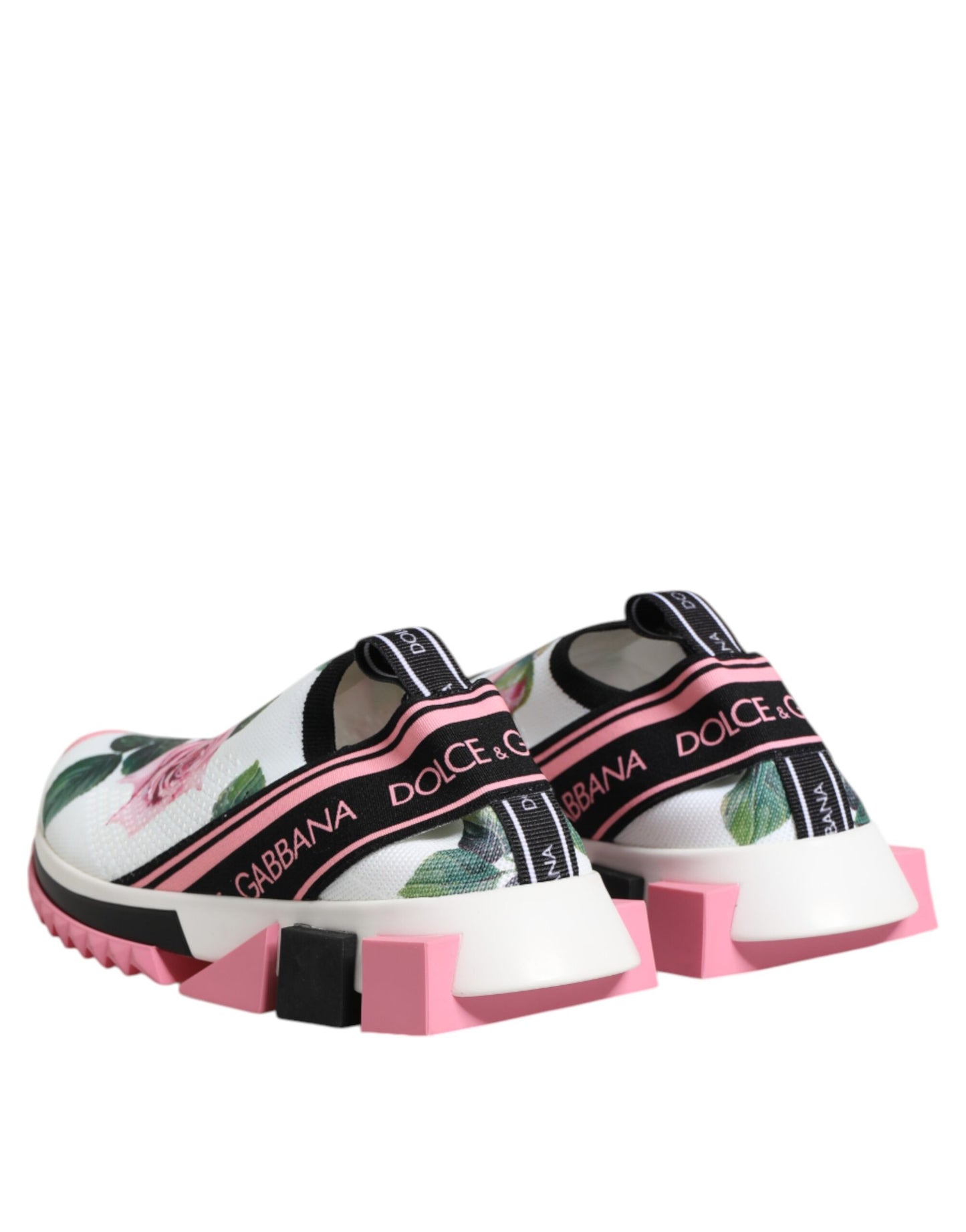 Dolce & Gabbana White Rose Print Sorrento Sneakers Shoes Curated Luxury Accessories by Orvyn