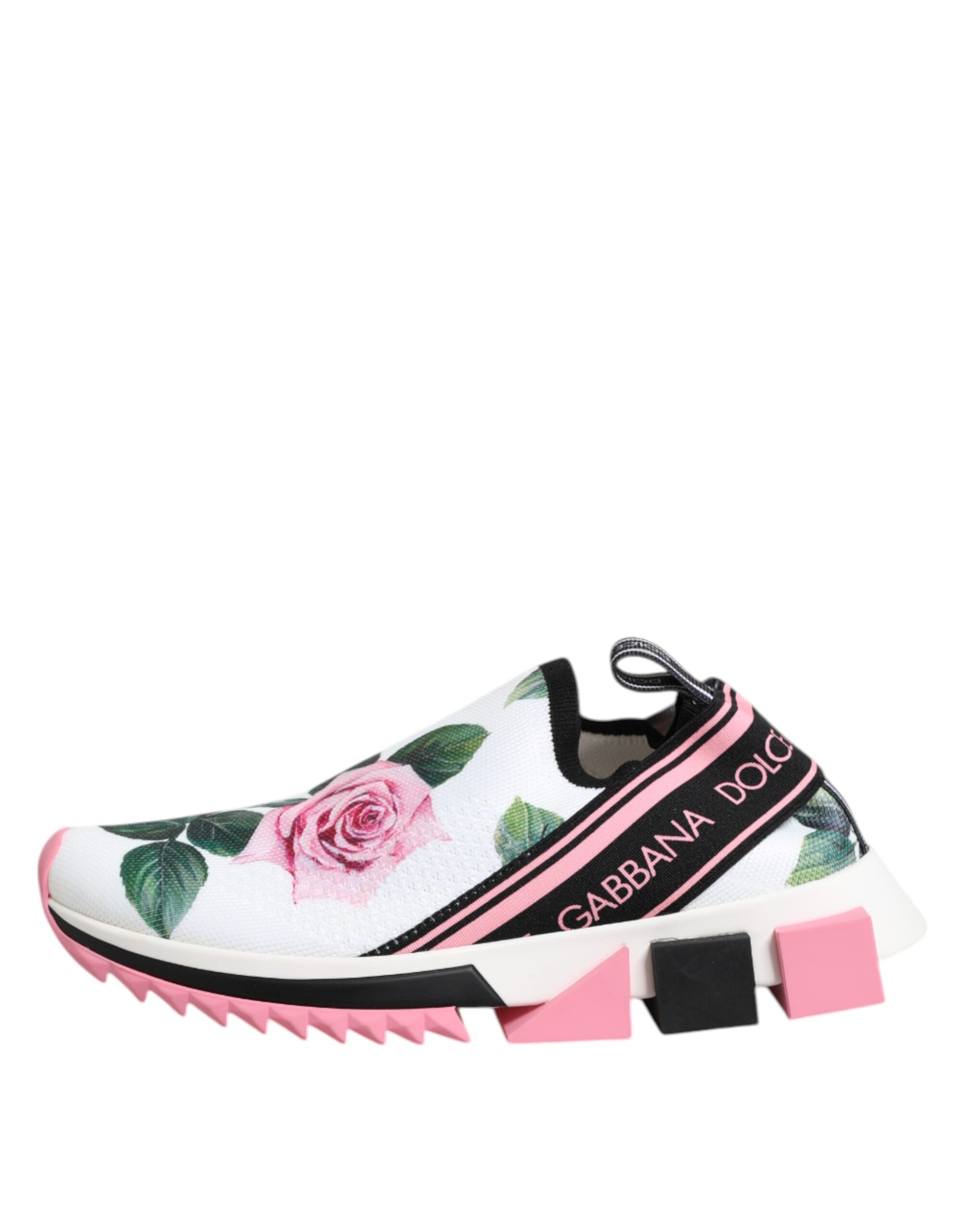 Dolce & Gabbana White Rose Print Sorrento Sneakers Shoes Curated Luxury Accessories by Orvyn