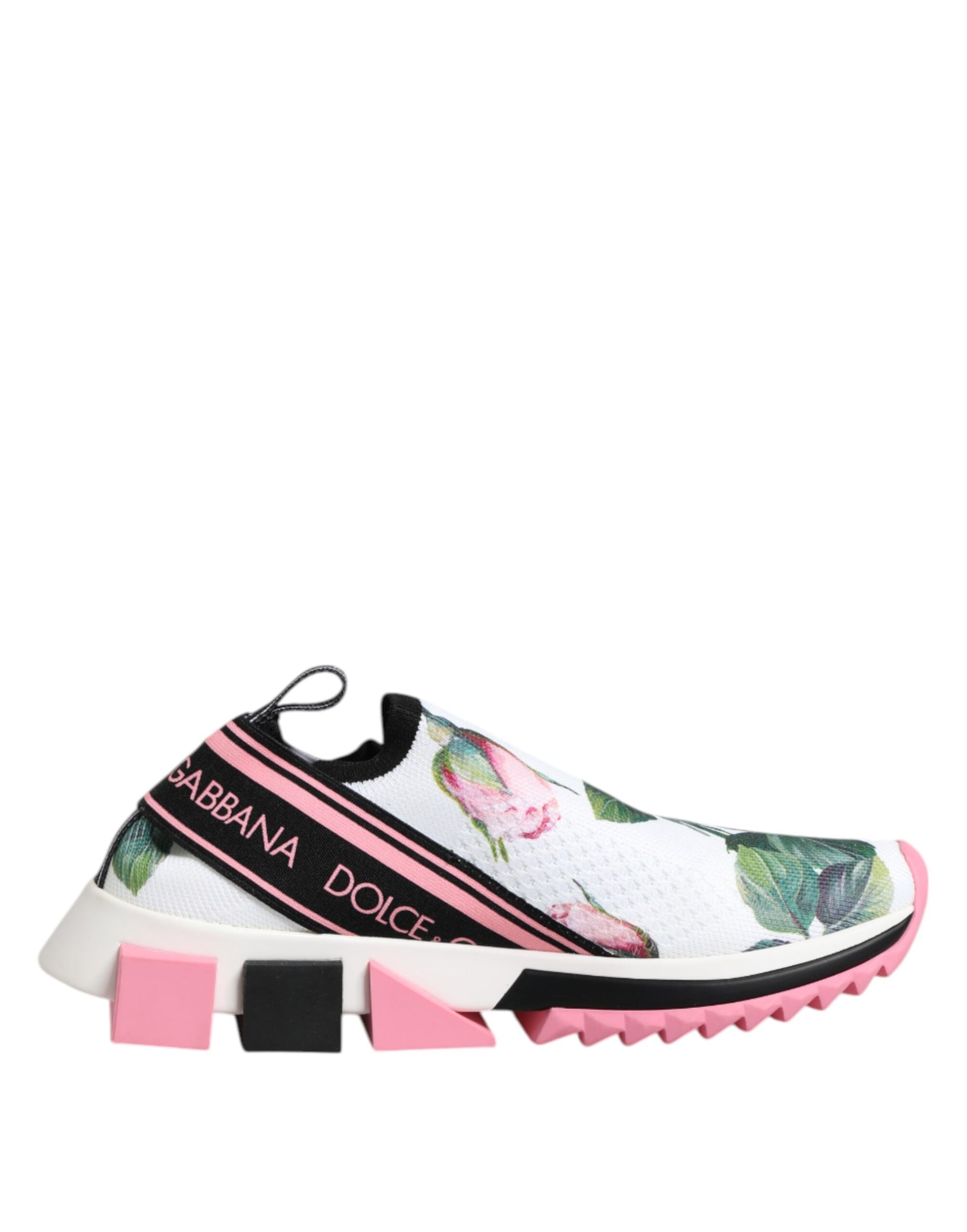 Dolce & Gabbana White Rose Print Sorrento Sneakers Shoes Curated Luxury Accessories by Orvyn
