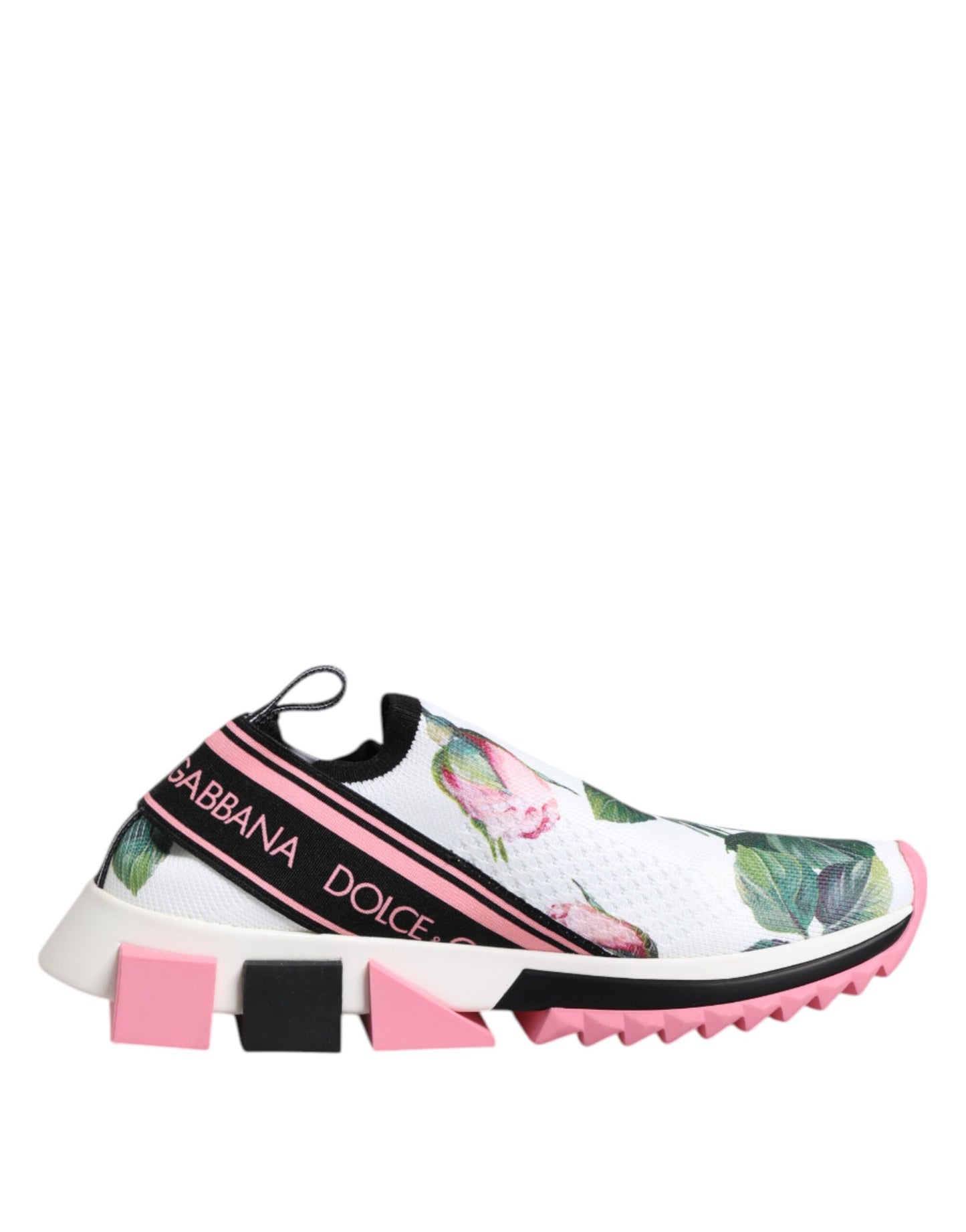 Dolce & Gabbana White Rose Print Sorrento Sneakers Shoes Curated Luxury Accessories by Orvyn