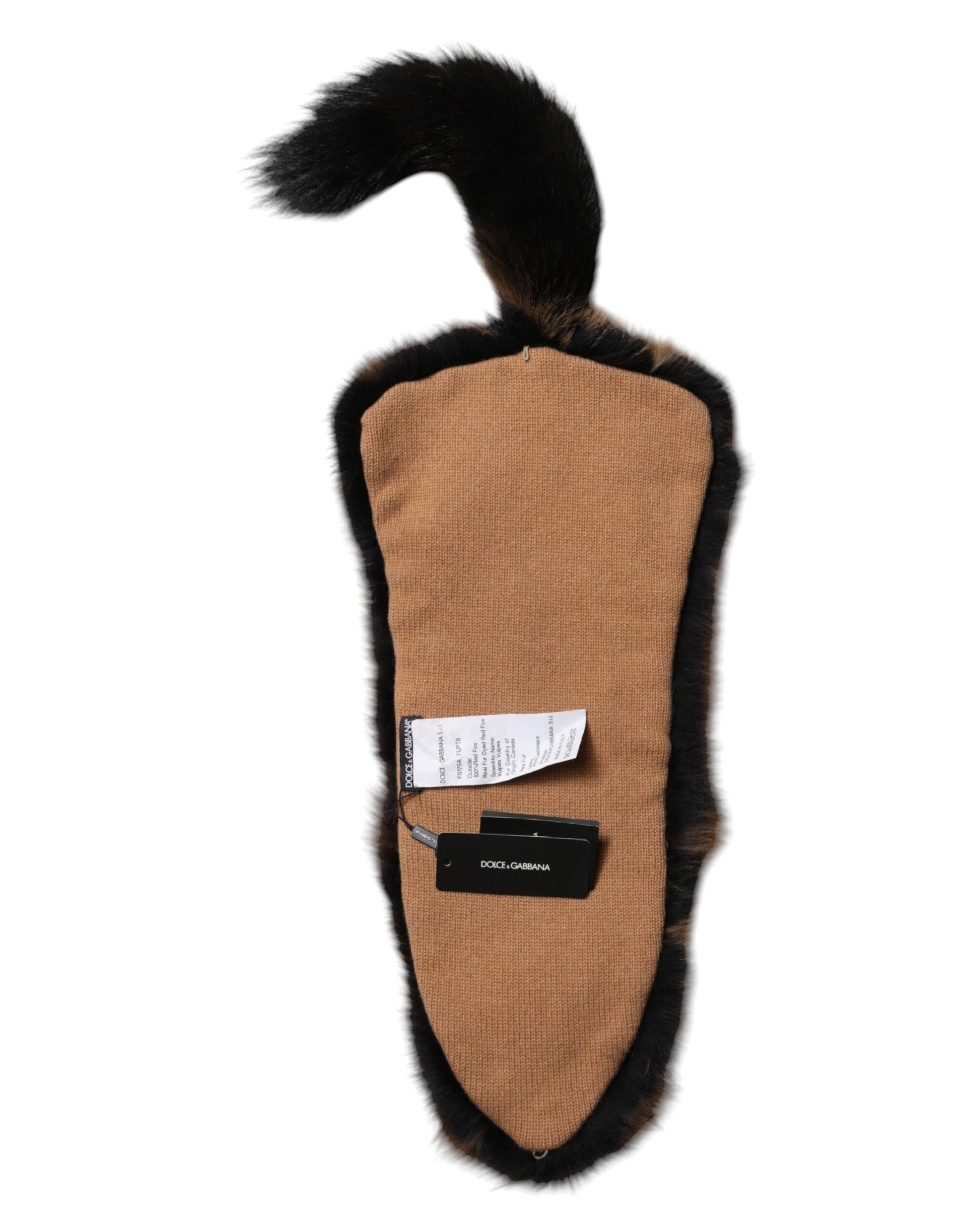 Dolce & Gabbana Brown Red Fox Fur Neck Cashmere Warmer Scarf Curated Luxury Accessories by Orvyn