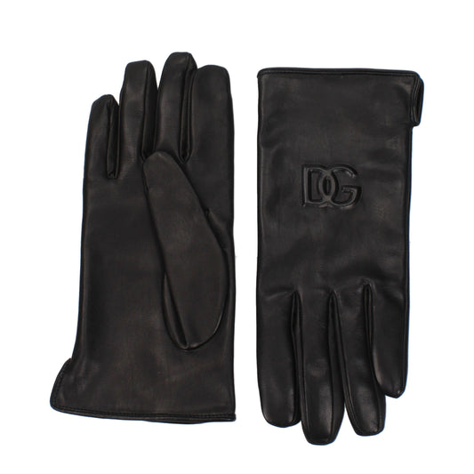 Dolce & Gabbana Black Leather Gloves schwarz
