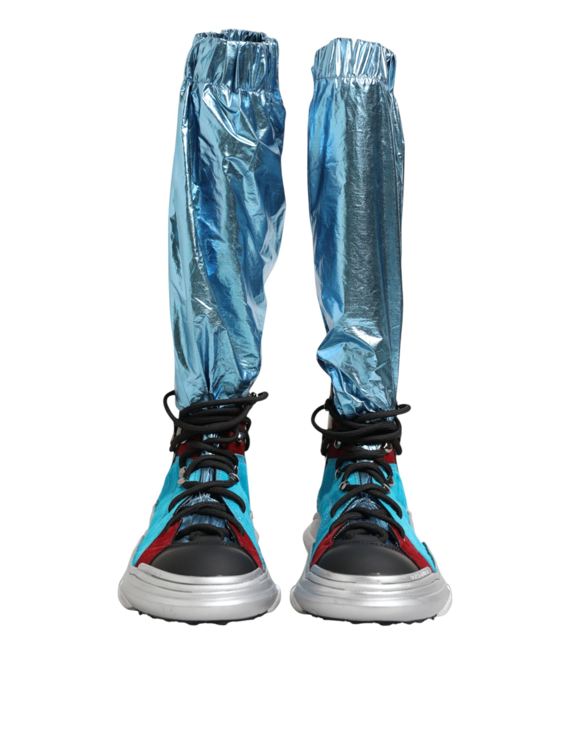 Dolce & Gabbana Blue Lace Up Over The Knee Socks Men Boots Shoes Curated Luxury Accessories by Orvyn