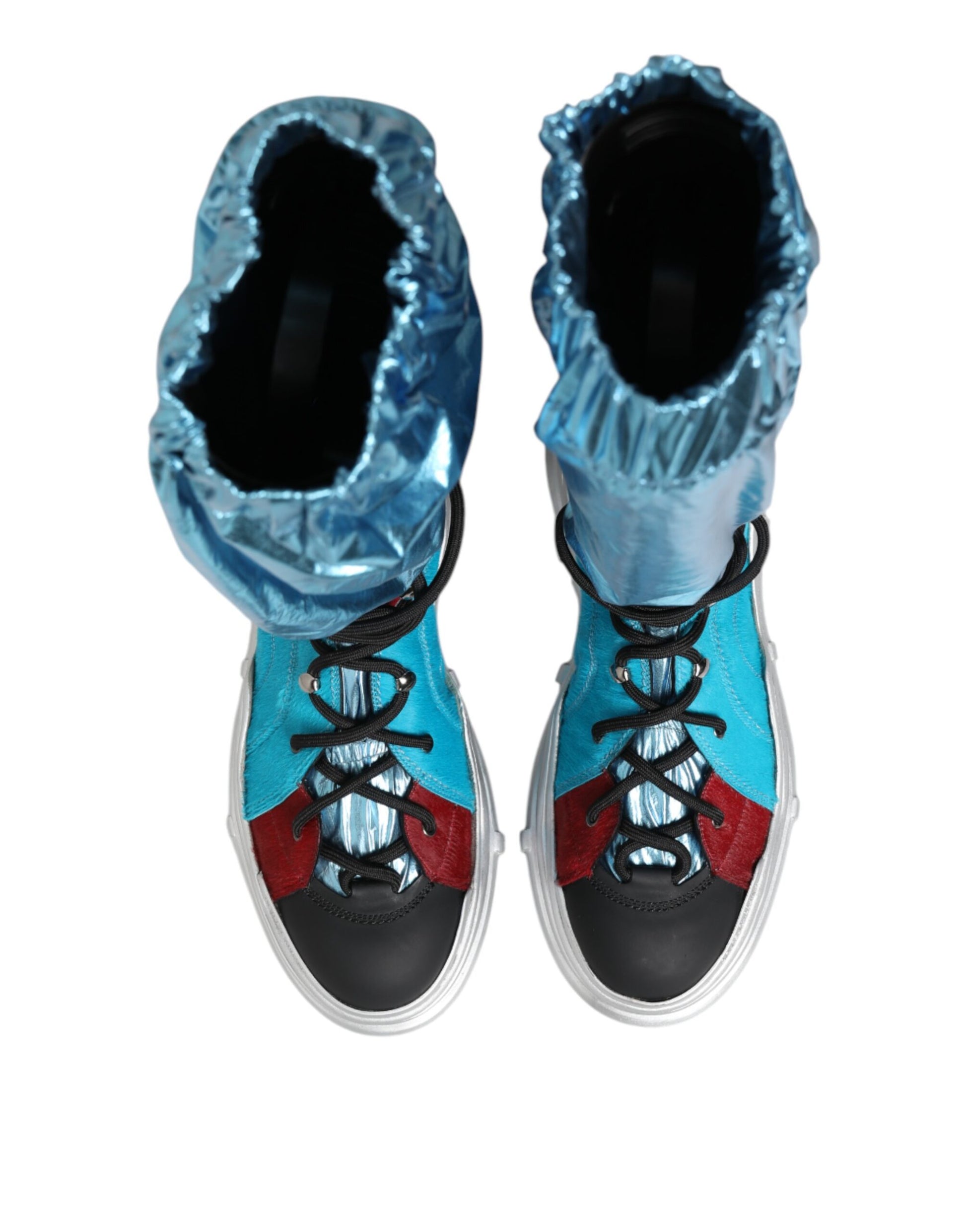 Dolce & Gabbana Blue Lace Up Over The Knee Socks Men Boots Shoes Curated Luxury Accessories by Orvyn