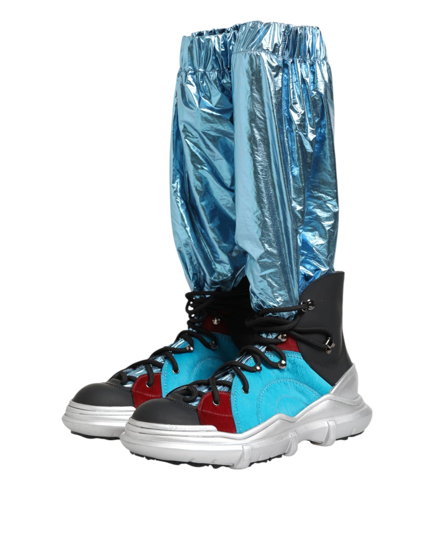 Dolce & Gabbana Blue Lace Up Over The Knee Socks Men Boots Shoes Curated Luxury Accessories by Orvyn