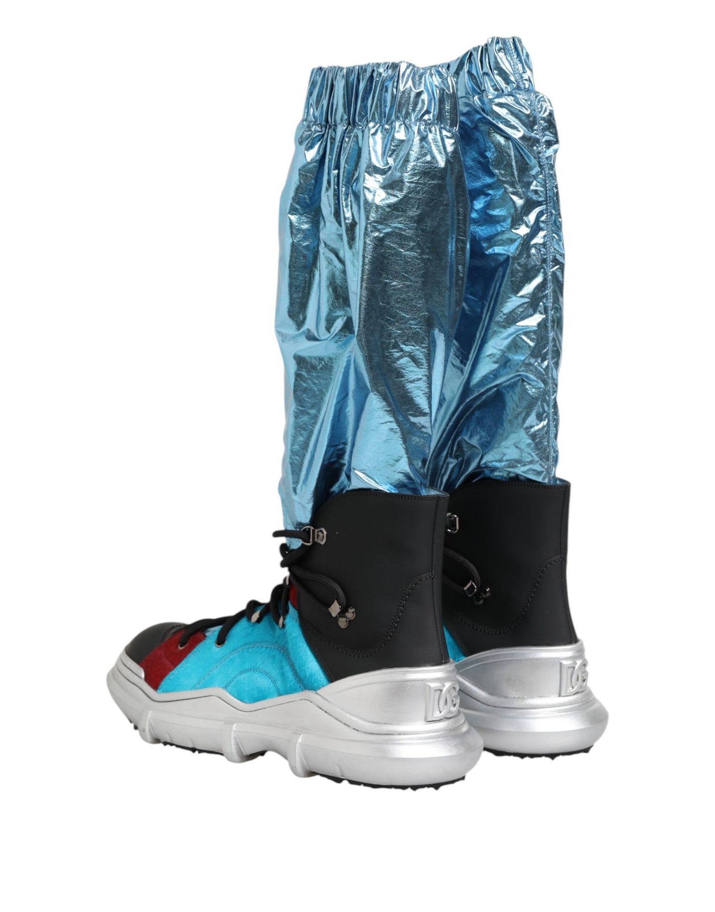 Dolce & Gabbana Blue Lace Up Over The Knee Socks Men Boots Shoes Curated Luxury Accessories by Orvyn