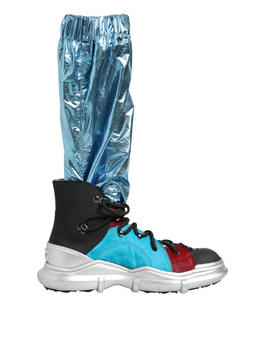 Dolce & Gabbana Blue Lace Up Over The Knee Socks Men Boots Shoes Curated Luxury Accessories by Orvyn