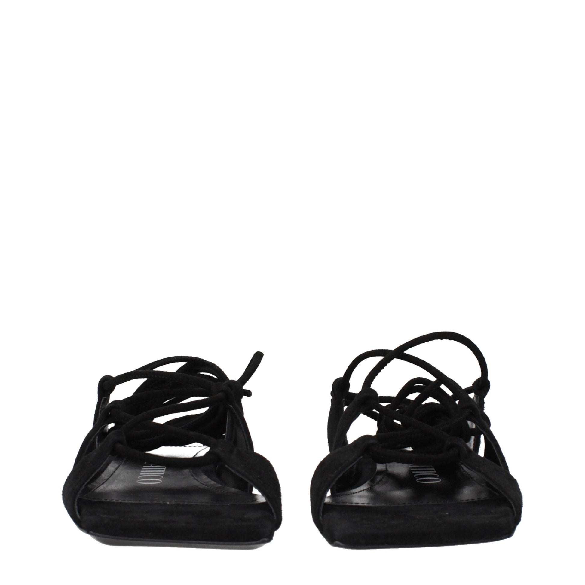 The Attico Black Leather Flat Sandals Curated Luxury Accessories by Orvyn