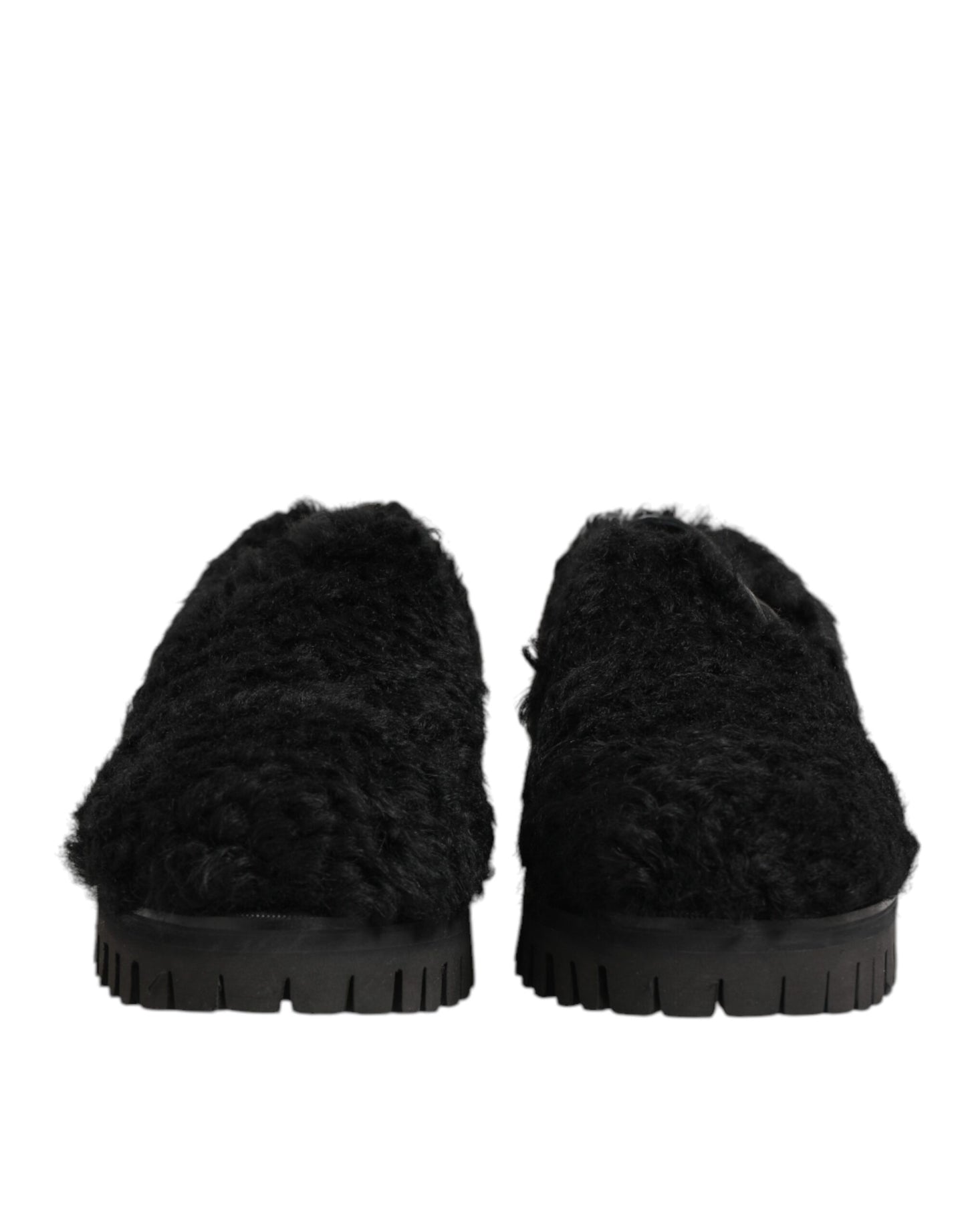 Dolce & Gabbana Dress Black Fur Leather Slippers Men Shoes Curated Luxury Accessories by Orvyn
