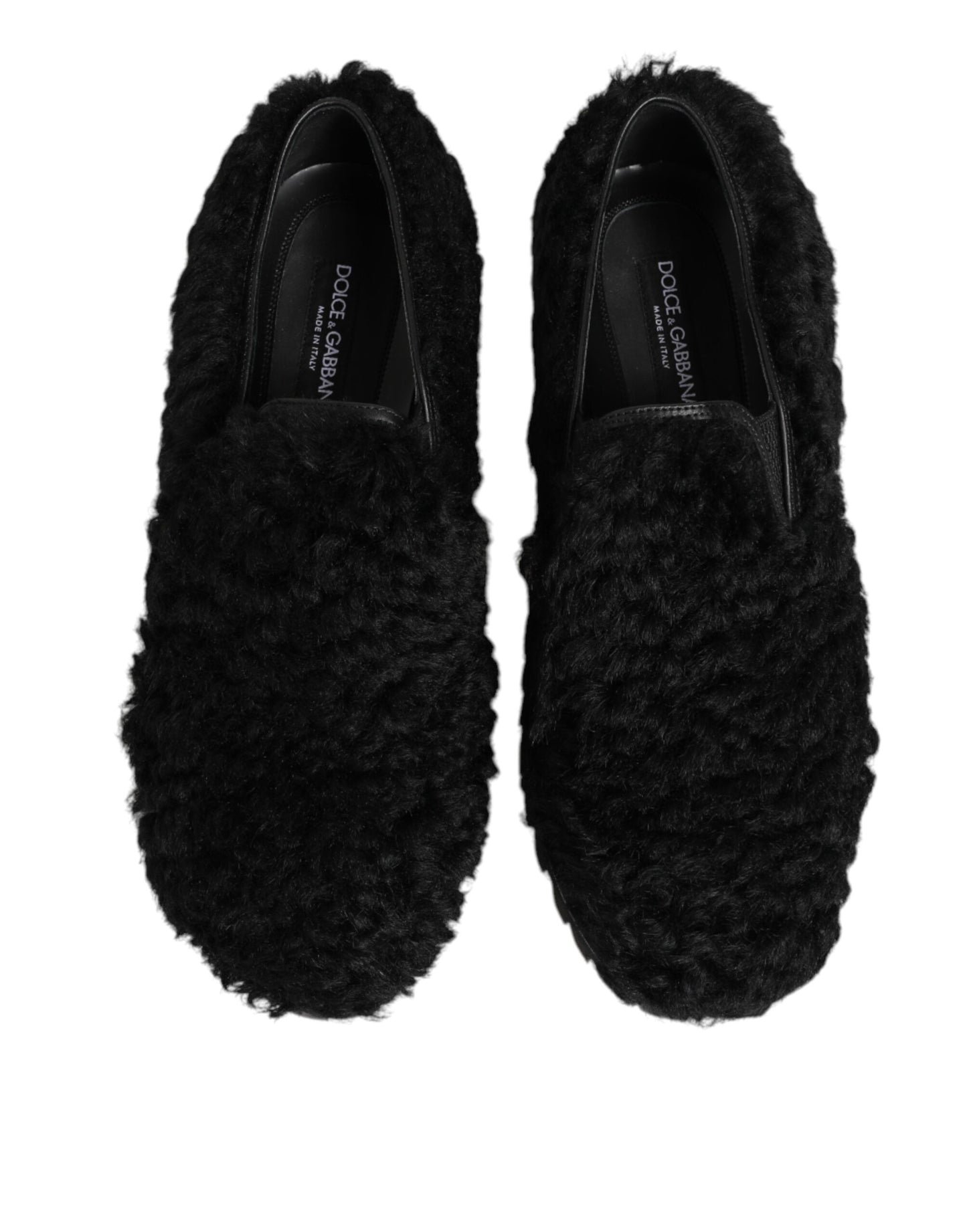 Dolce & Gabbana Dress Black Fur Leather Slippers Men Shoes Curated Luxury Accessories by Orvyn