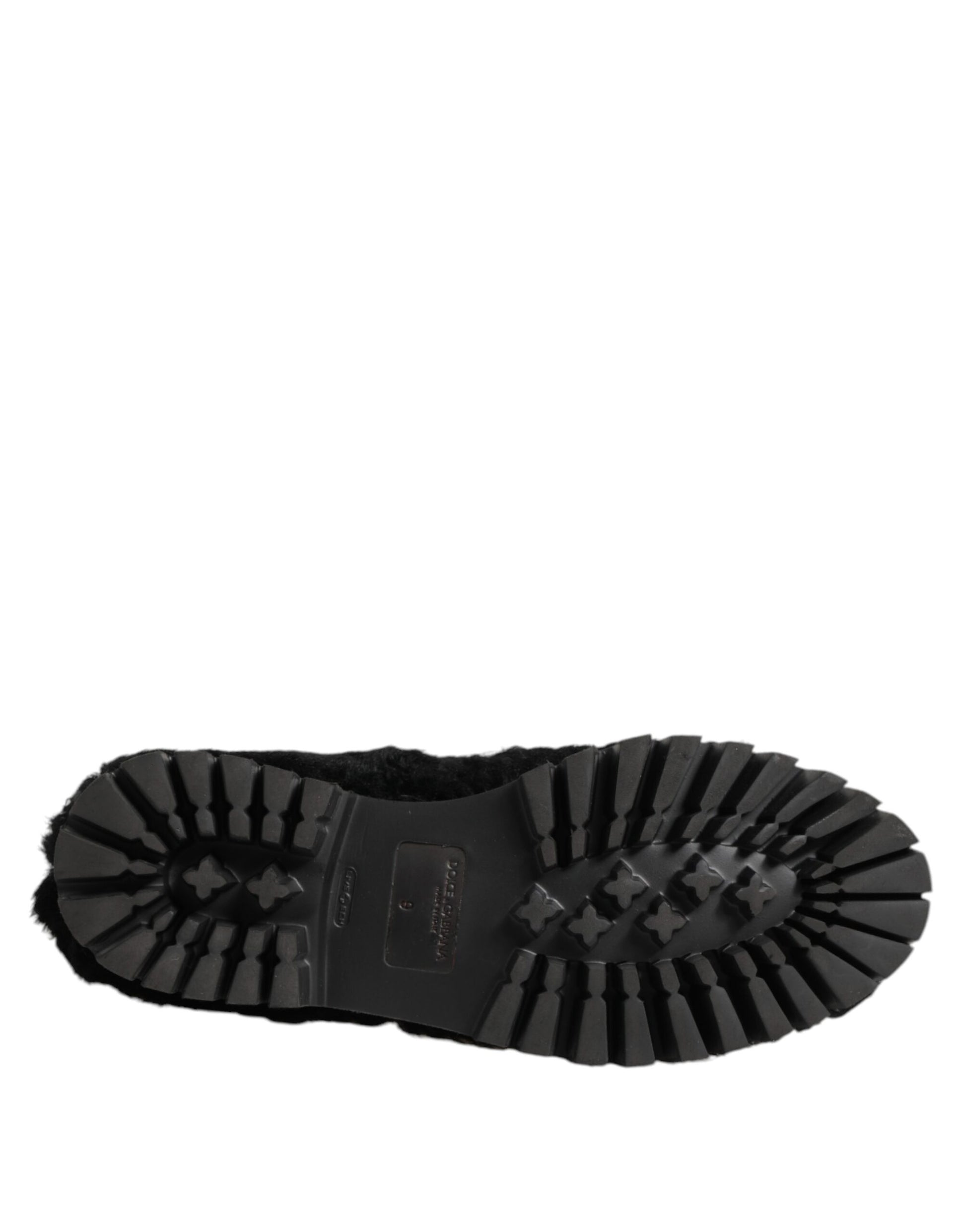 Dolce & Gabbana Dress Black Fur Leather Slippers Men Shoes Curated Luxury Accessories by Orvyn