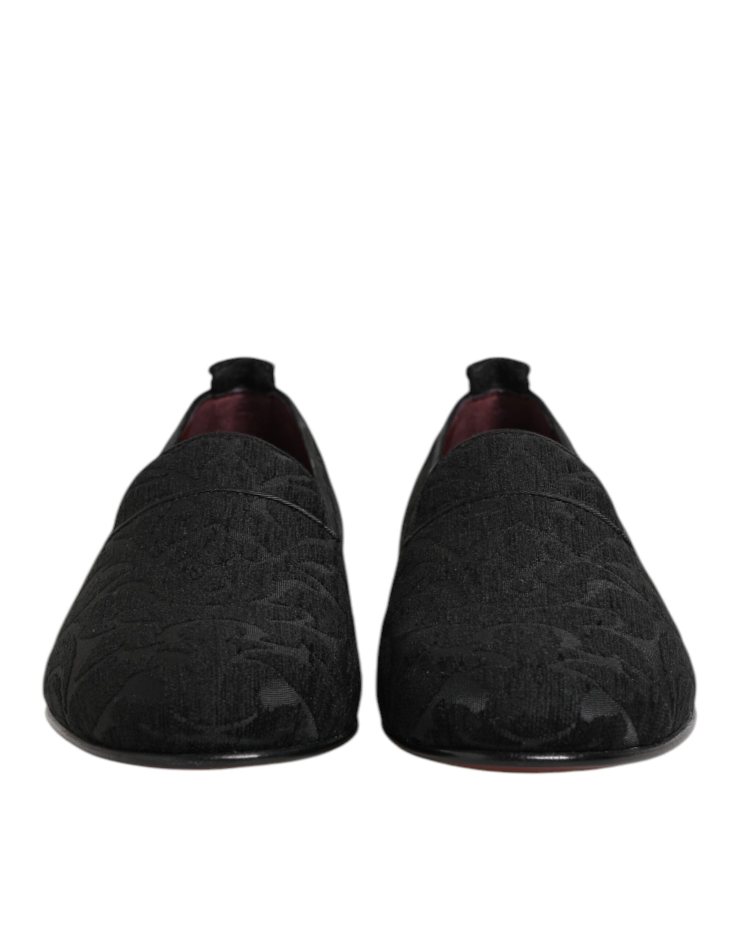 Dolce & Gabbana Black Brocade Loafers Slip On Men Dress Shoes Curated Luxury Accessories by Orvyn