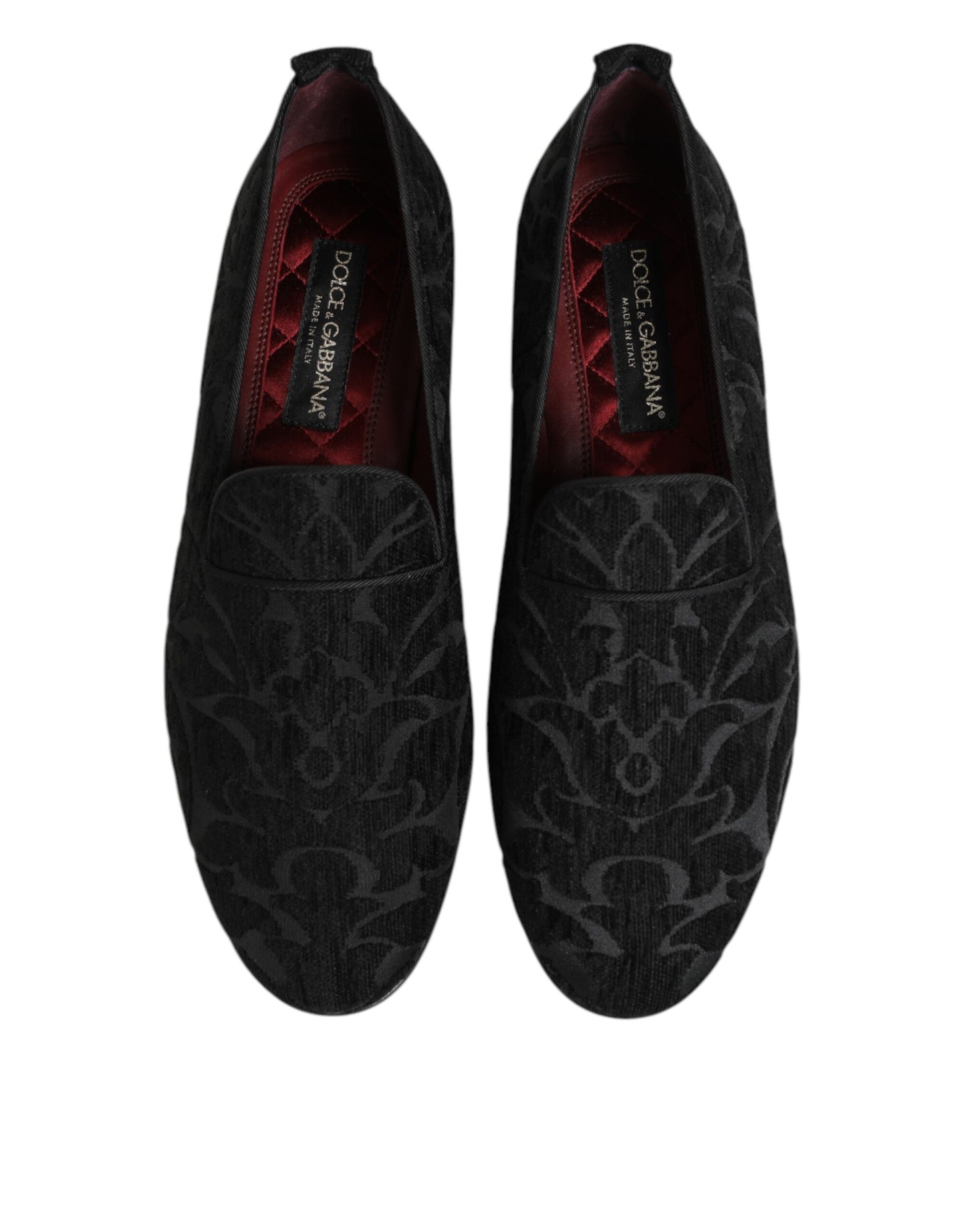 Dolce & Gabbana Black Brocade Loafers Slip On Men Dress Shoes Curated Luxury Accessories by Orvyn