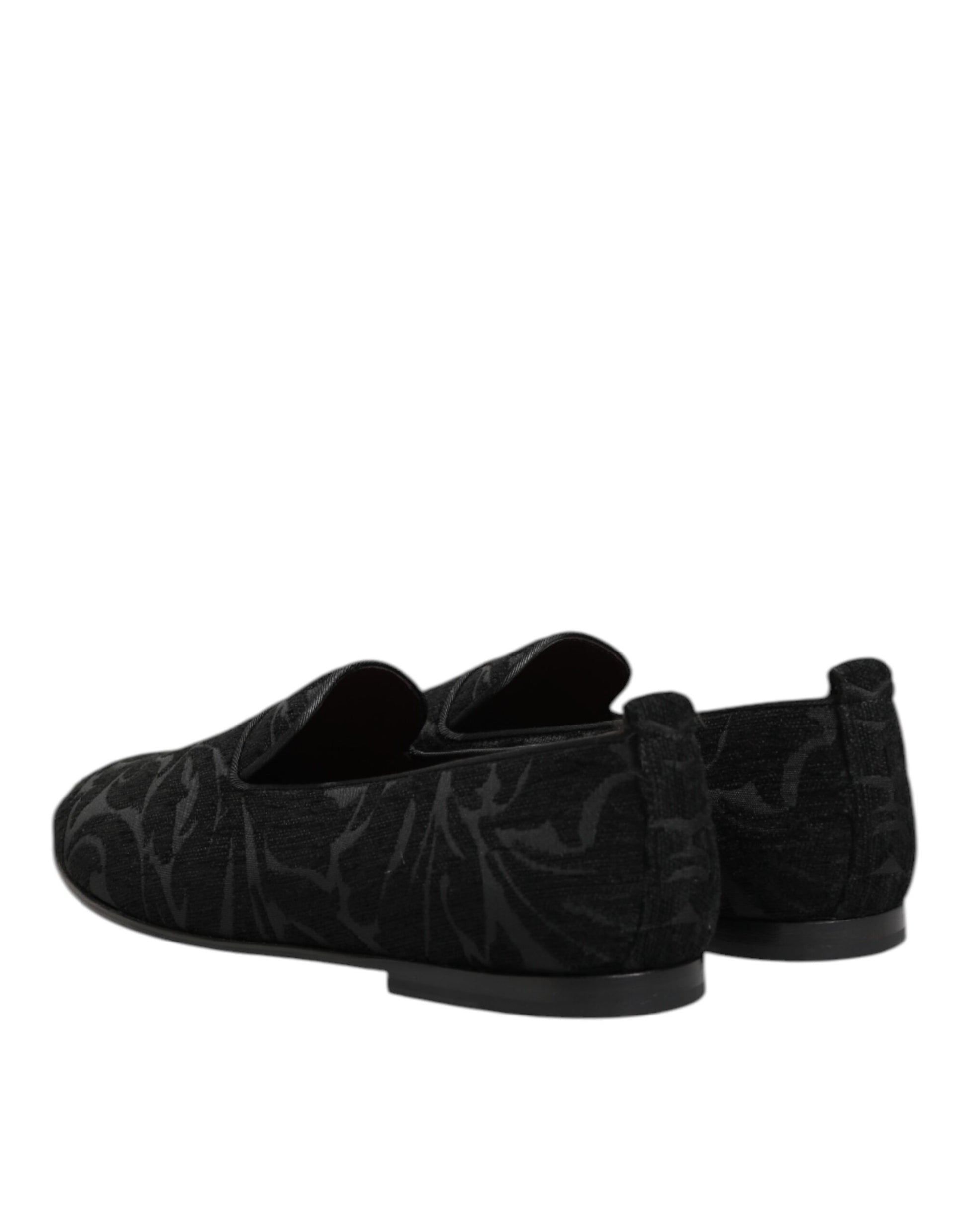 Dolce & Gabbana Black Brocade Loafers Slip On Men Dress Shoes Curated Luxury Accessories by Orvyn