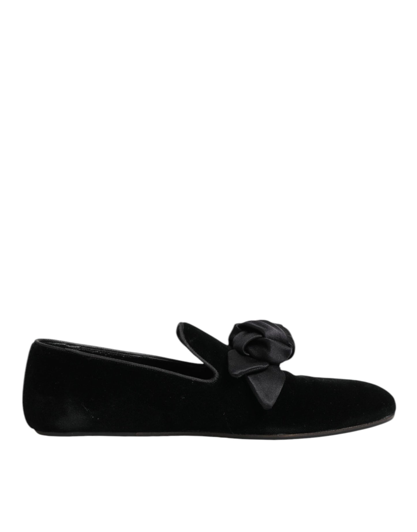 Dolce & Gabbana Black Suede Cotton Rose Slip On Loafers Shoes Curated Luxury Accessories by Orvyn