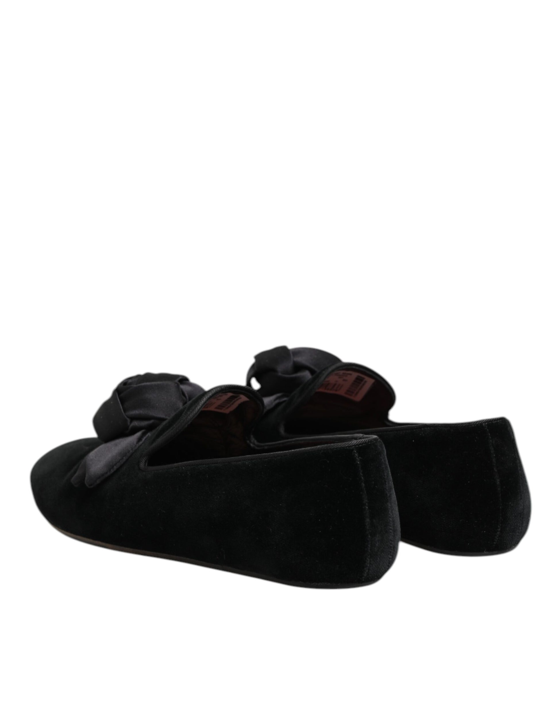 Dolce & Gabbana Black Suede Cotton Rose Slip On Loafers Shoes Curated Luxury Accessories by Orvyn