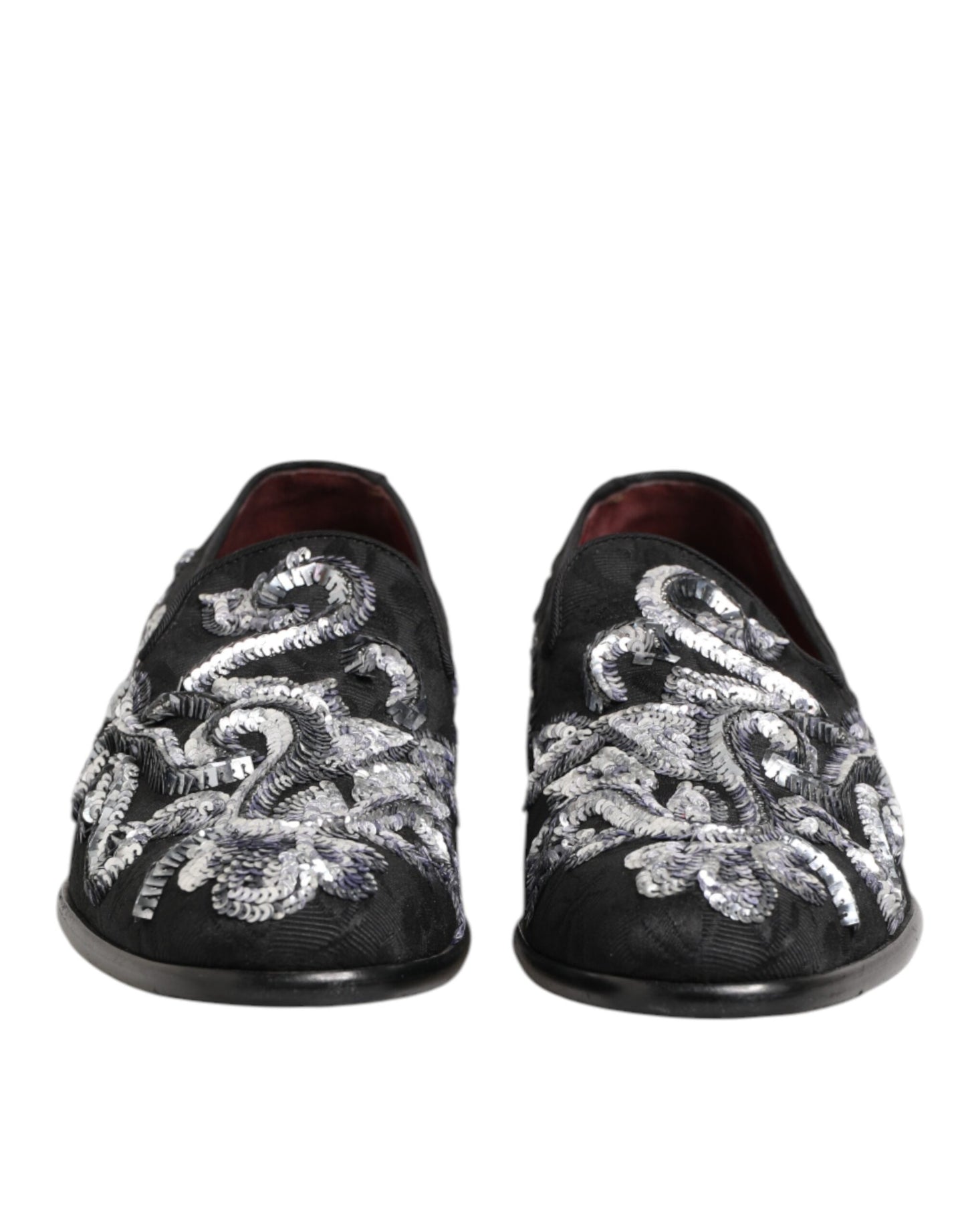 Dolce & Gabbana Black Silver Sequined Loafers Men Dress Shoes Curated Luxury Accessories by Orvyn