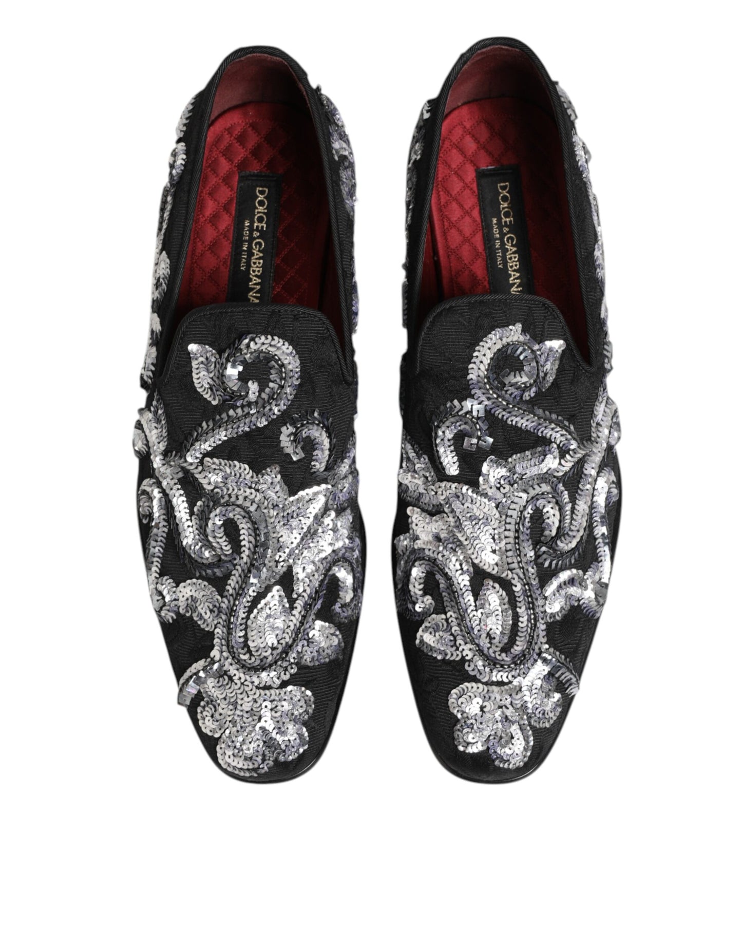Dolce & Gabbana Black Silver Sequined Loafers Men Dress Shoes Curated Luxury Accessories by Orvyn