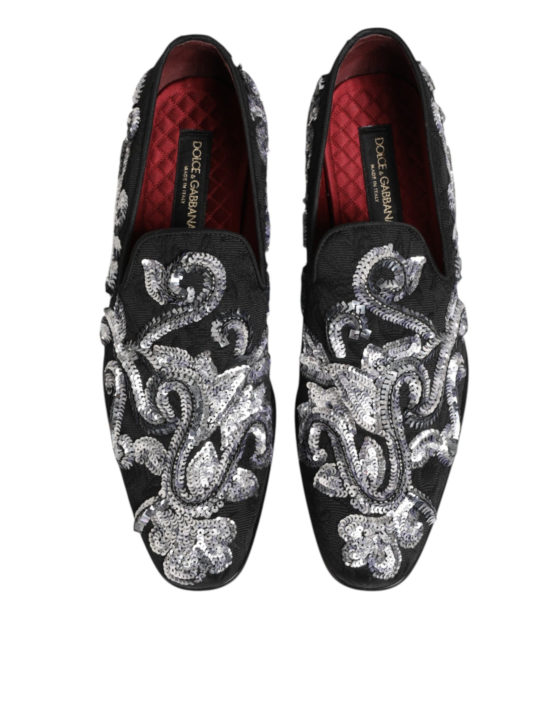 Dolce & Gabbana Black Silver Sequined Loafers Men Dress Shoes Curated Luxury Accessories by Orvyn