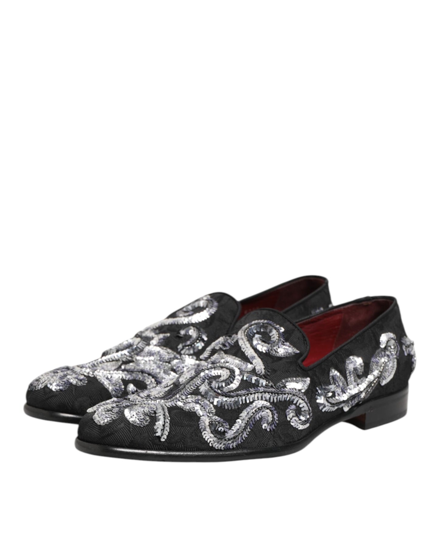 Dolce & Gabbana Black Silver Sequined Loafers Men Dress Shoes Curated Luxury Accessories by Orvyn