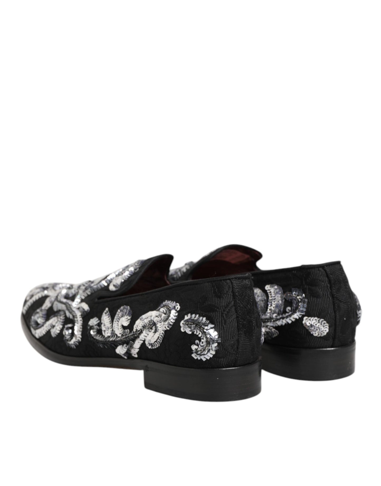 Dolce & Gabbana Black Silver Sequined Loafers Men Dress Shoes Curated Luxury Accessories by Orvyn
