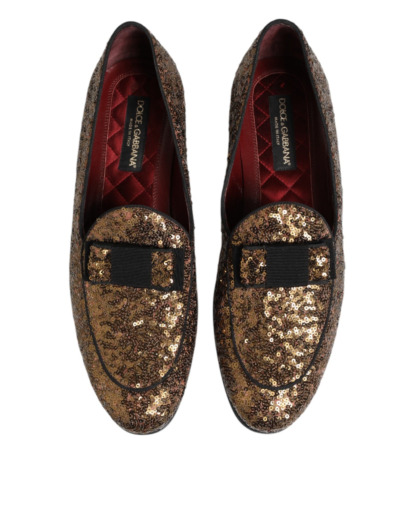Dolce & Gabbana Gold Sequined Slip On Loafers Men Dress Shoes Curated Luxury Accessories by Orvyn