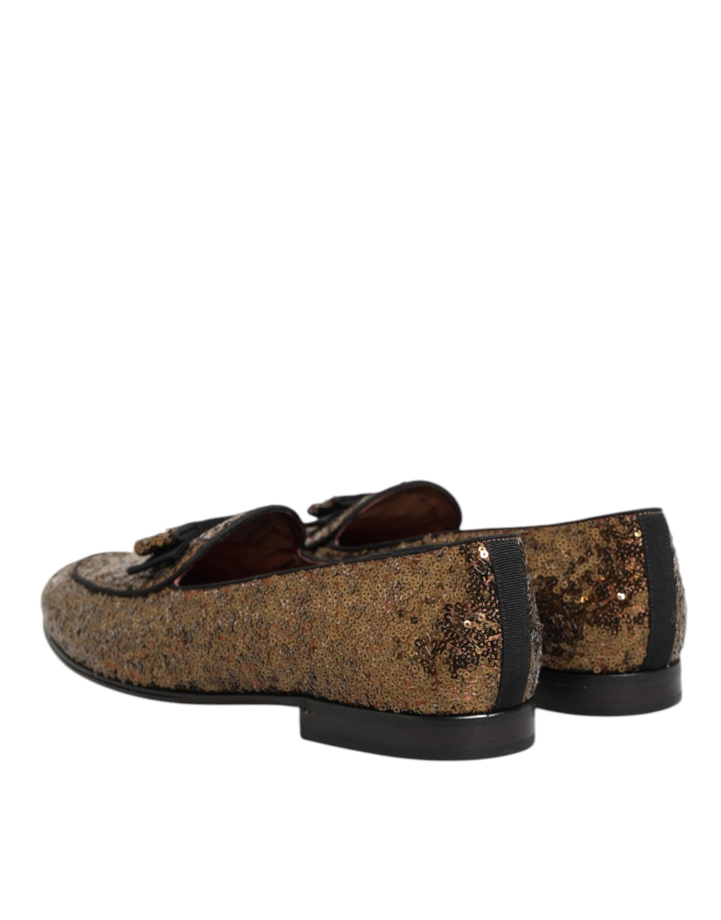 Dolce & Gabbana Gold Sequined Slip On Loafers Men Dress Shoes Curated Luxury Accessories by Orvyn