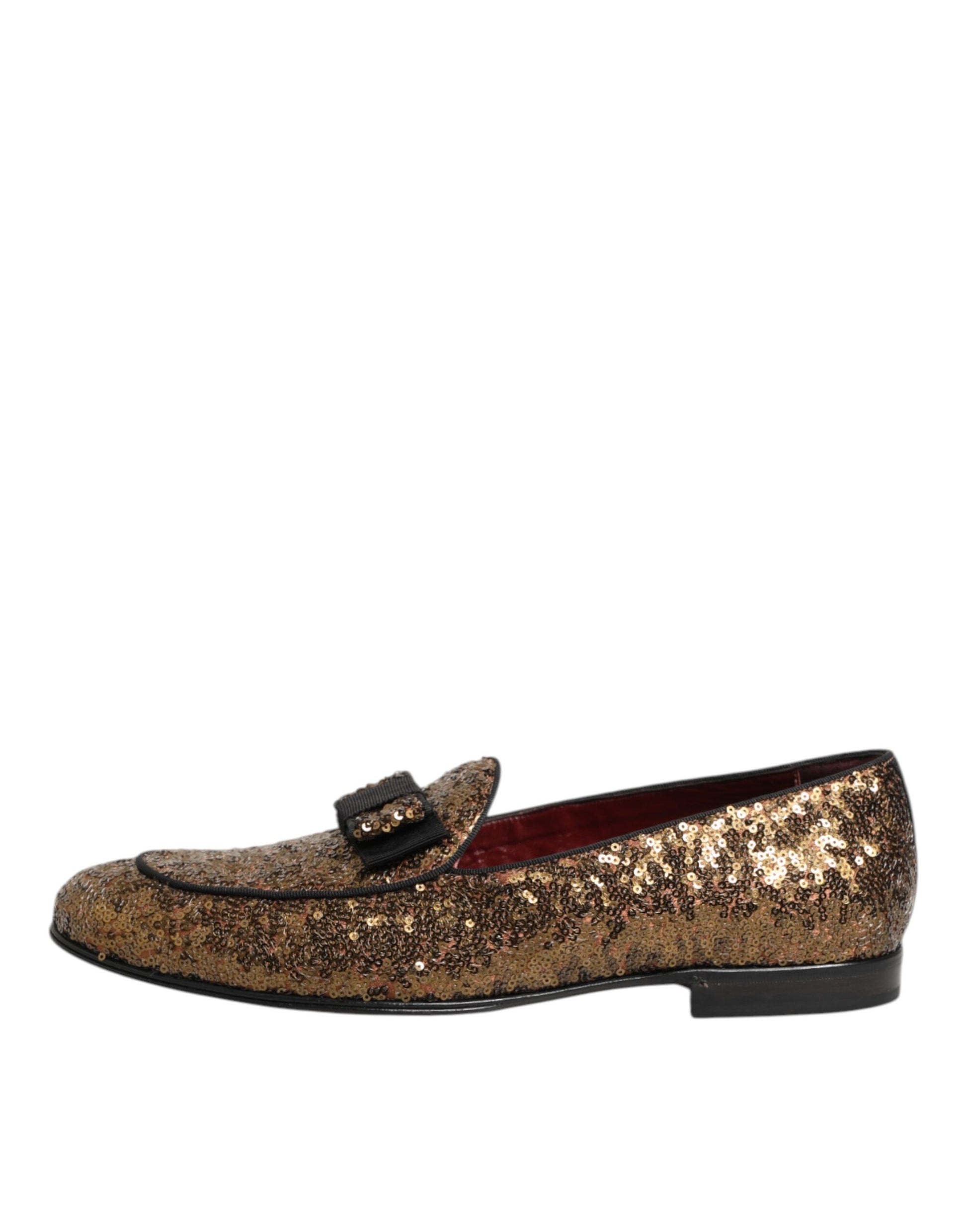 Dolce & Gabbana Gold Sequined Slip On Loafers Men Dress Shoes Curated Luxury Accessories by Orvyn