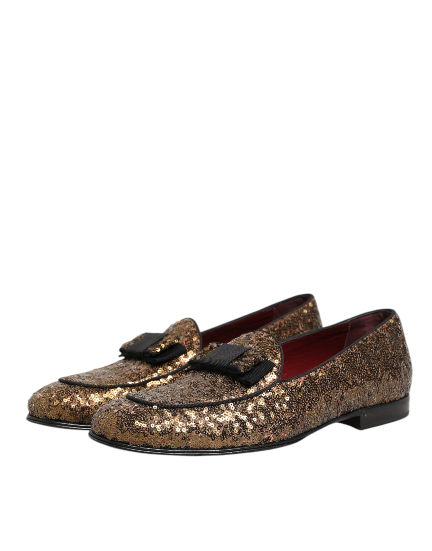 Dolce & Gabbana Gold Sequined Slip On Loafers Men Dress Shoes Curated Luxury Accessories by Orvyn