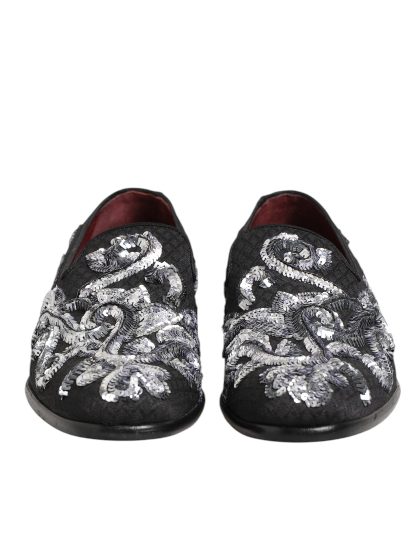 Dolce & Gabbana Black Silver Sequined Loafers Men Dress Shoes Curated Luxury Accessories by Orvyn