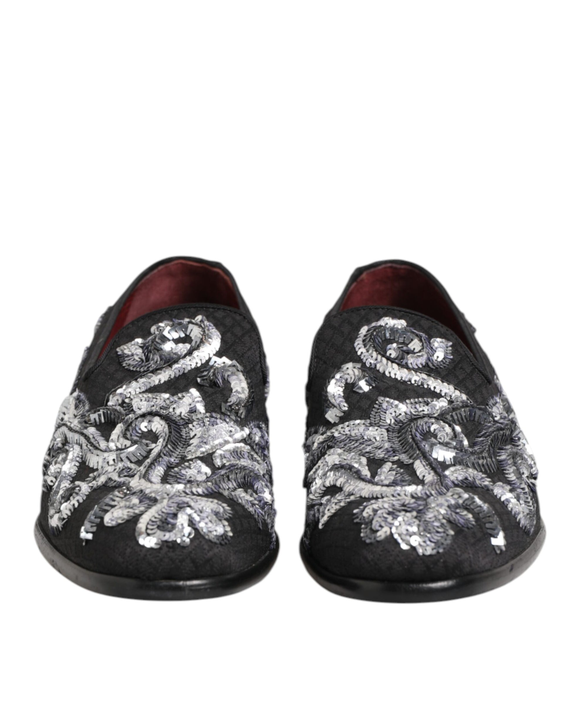 Dolce & Gabbana Black Silver Sequined Loafers Men Dress Shoes Curated Luxury Accessories by Orvyn