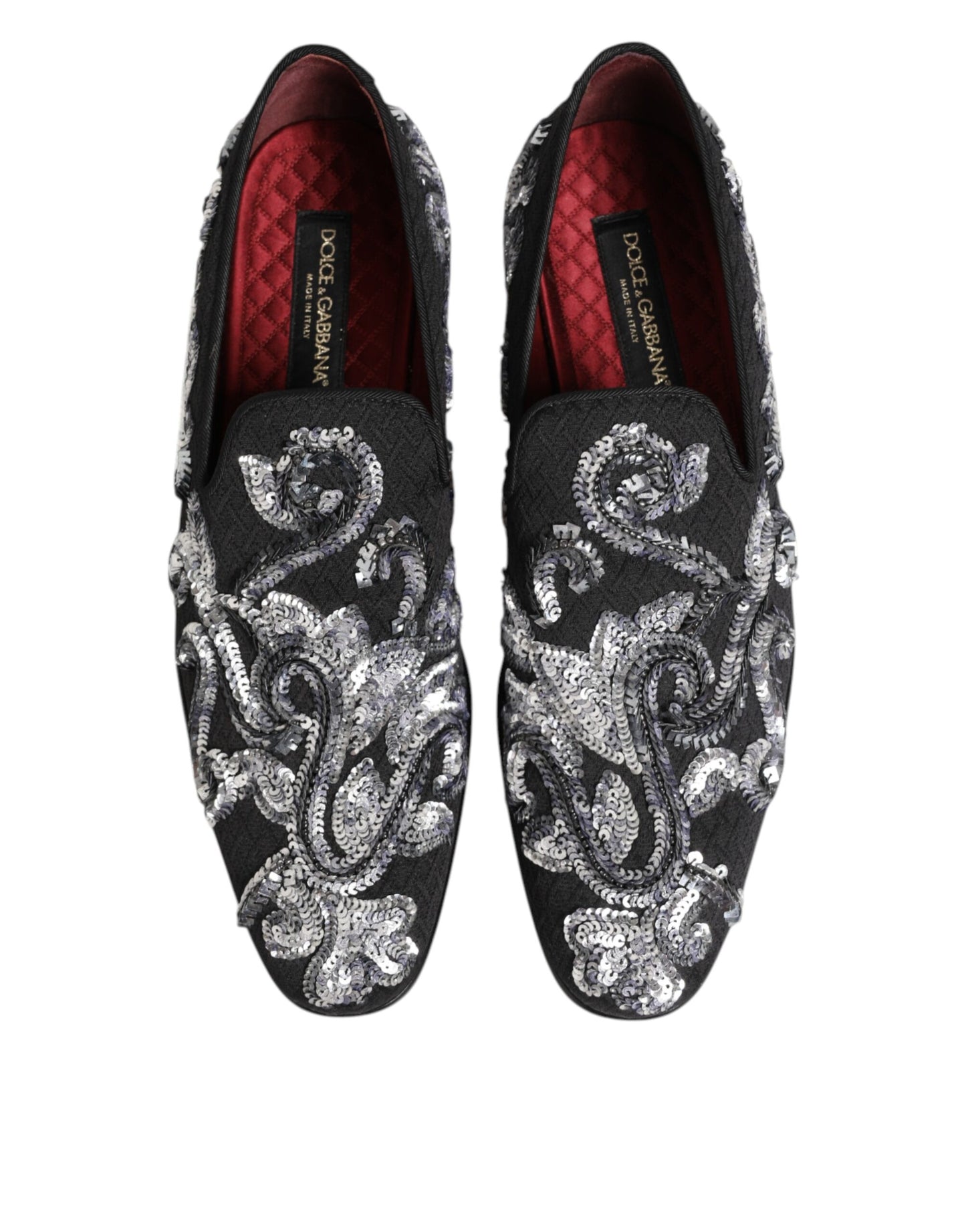 Dolce & Gabbana Black Silver Sequined Loafers Men Dress Shoes Curated Luxury Accessories by Orvyn