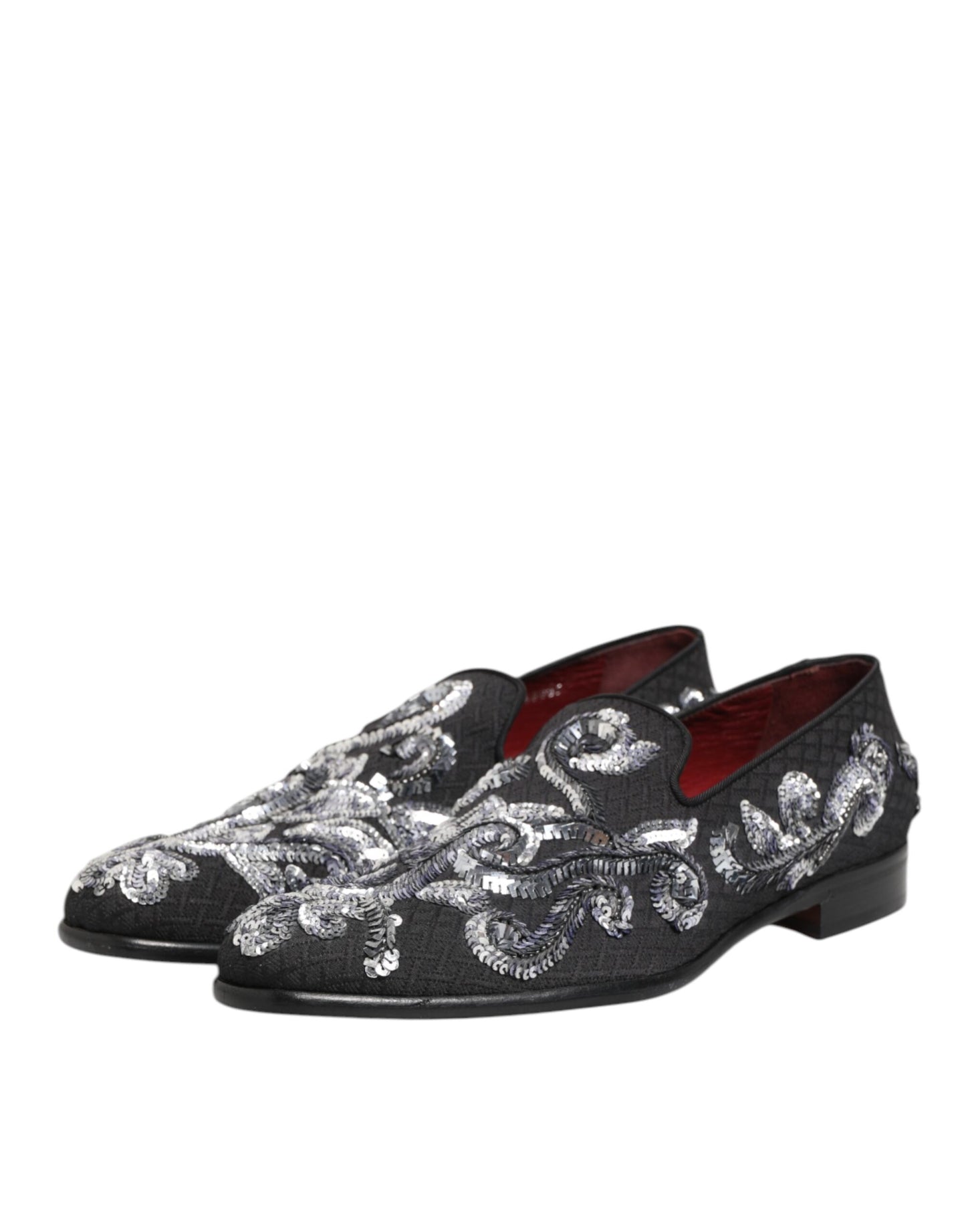 Dolce & Gabbana Black Silver Sequined Loafers Men Dress Shoes Curated Luxury Accessories by Orvyn
