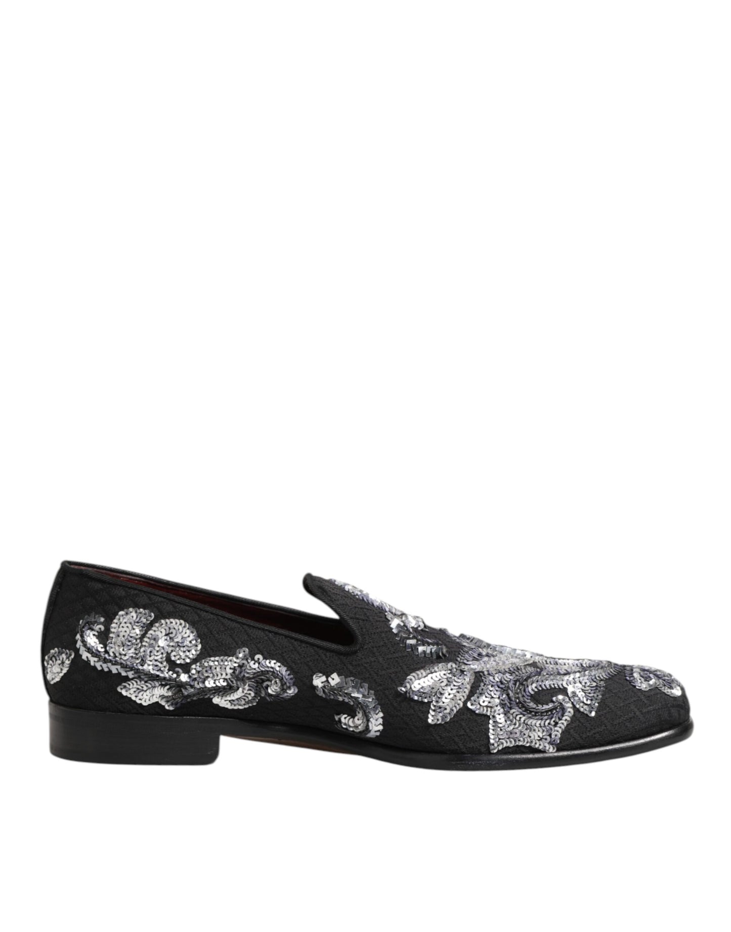 Dolce & Gabbana Black Silver Sequined Loafers Men Dress Shoes Curated Luxury Accessories by Orvyn