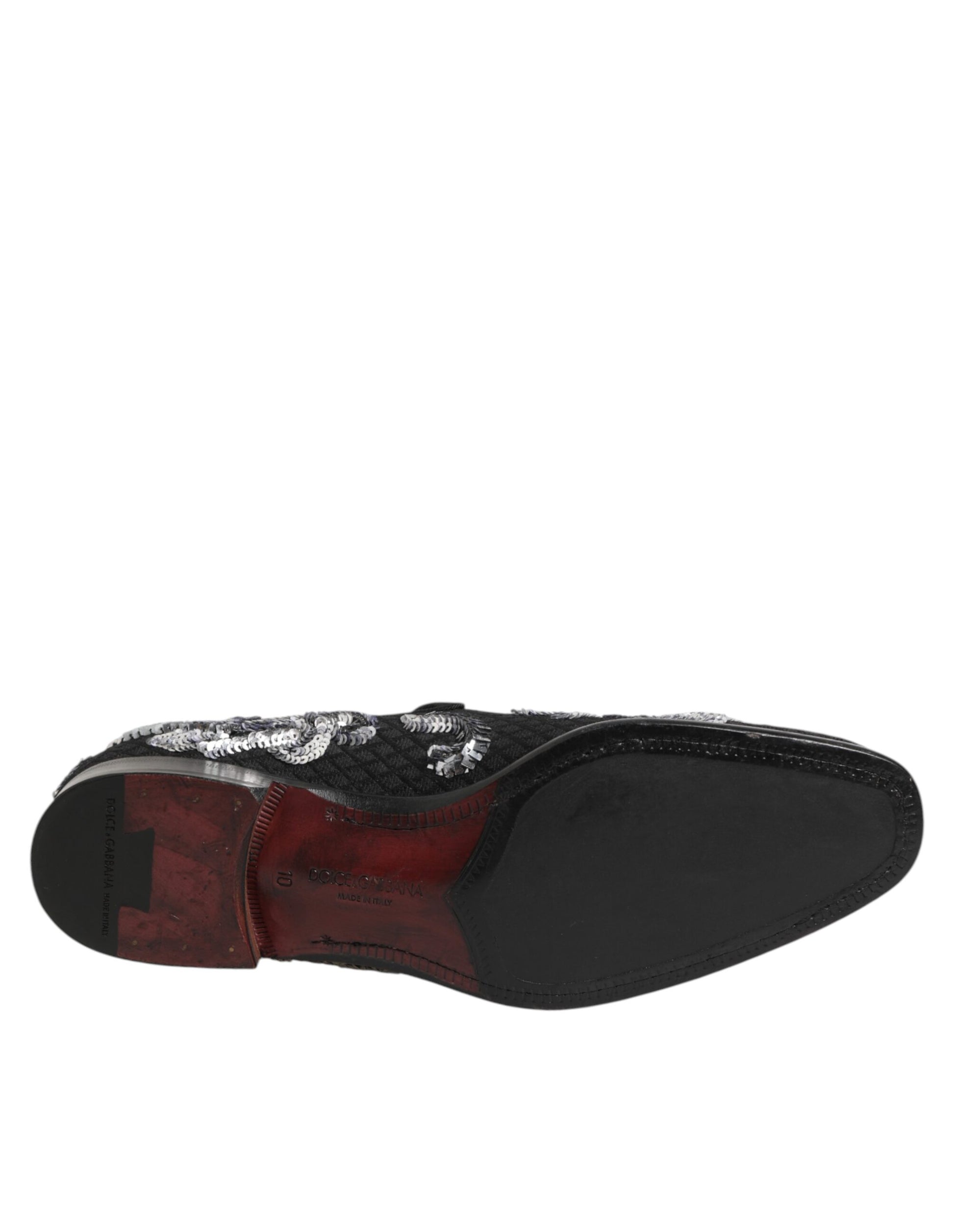 Dolce & Gabbana Black Silver Sequined Loafers Men Dress Shoes Curated Luxury Accessories by Orvyn